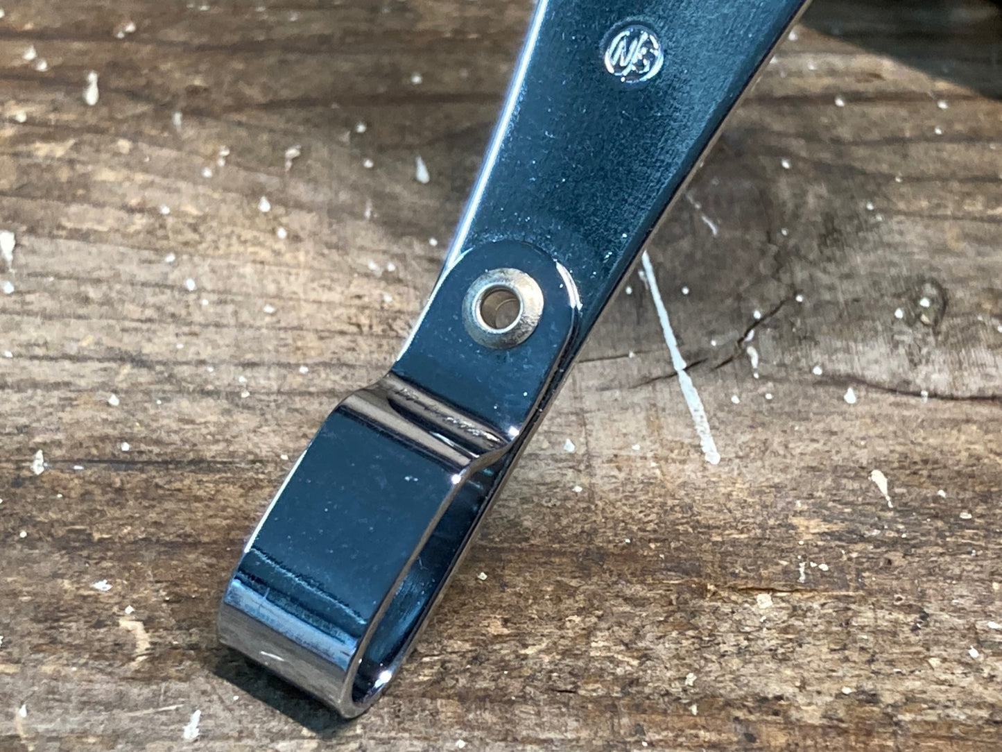 IP166 三ヶ島 MKS TOE CLIP STEEL w/leather トゥークリップ ジルバー M