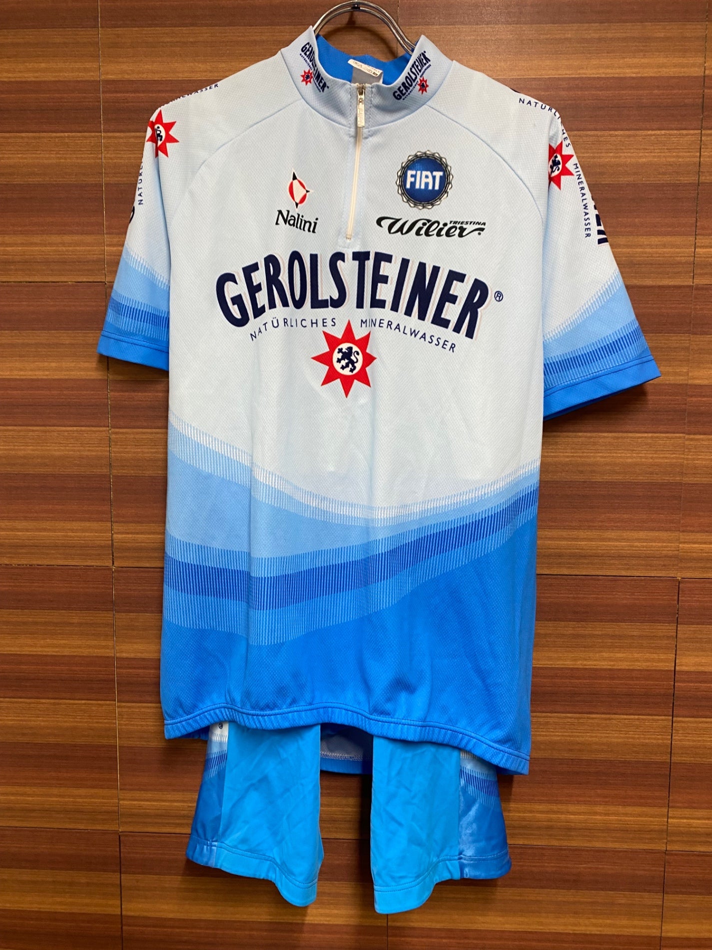 HT322 ナリーニ NALINI GEROLSTEINER WILIER チームレプリカ 半袖サイクルジャージ ビブショーツ 上下セット 青 4サイズ