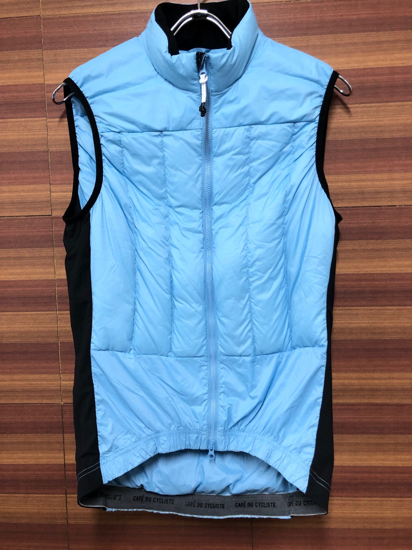 HZ989 カフェドシクリステ cafe du cycliste ダウン サイクルジレ ベスト 水色 M