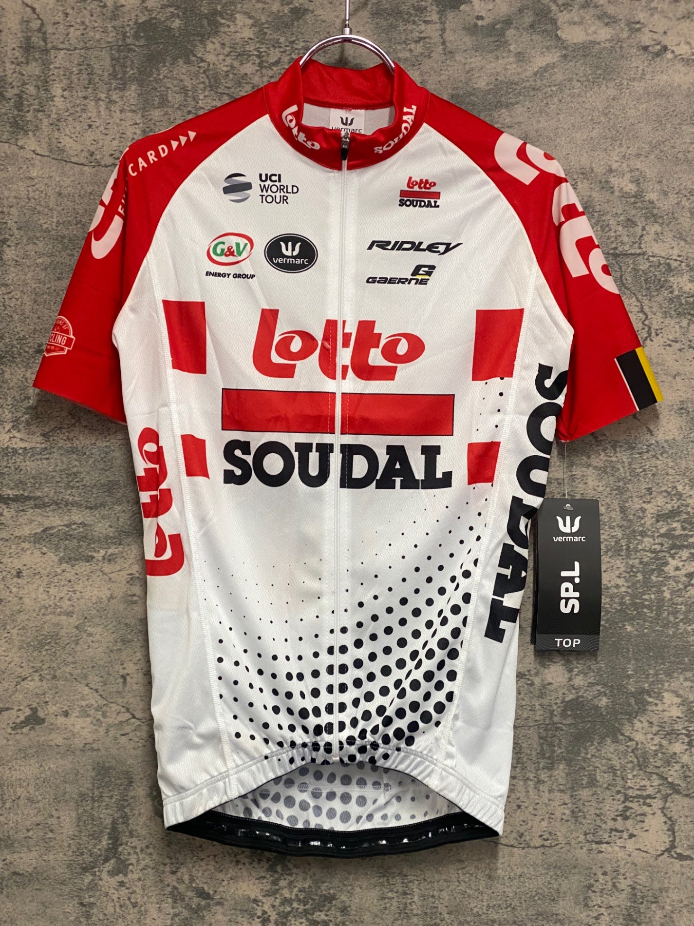 IZ388 フェルマルク vermarc 半袖 サイクルジャージ 白 赤 Lotto SOUDAL