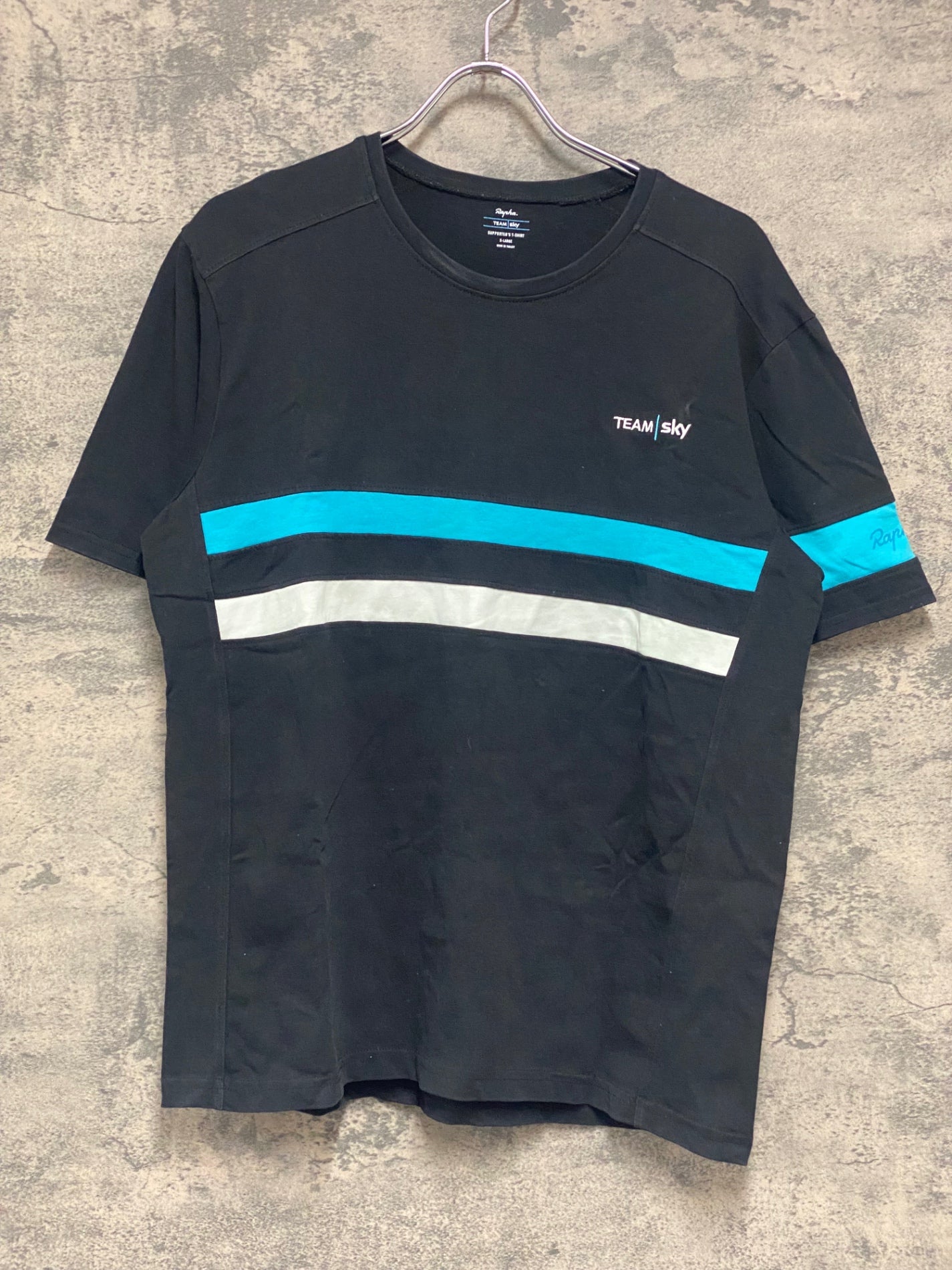 IX225 ラファ Rapha SUPPORTER'S T-SHIRT 半袖 Tシャツ 黒 XL TEAM Sky ※擦れ