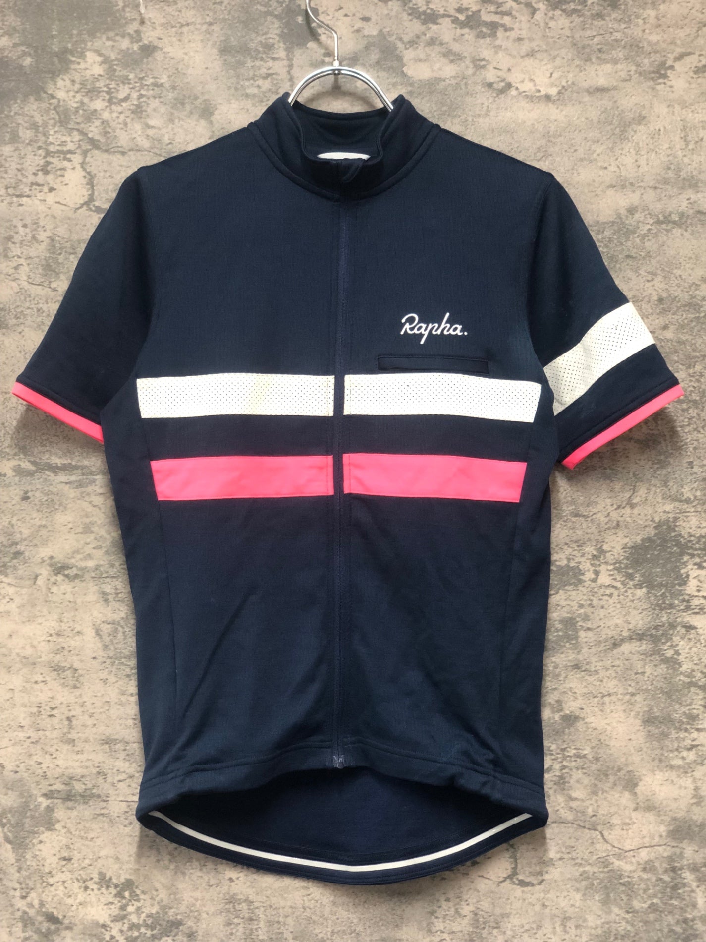IY087 ラファ Rapha BREVET JERSEY 半袖 サイクルジャージ 紺 S