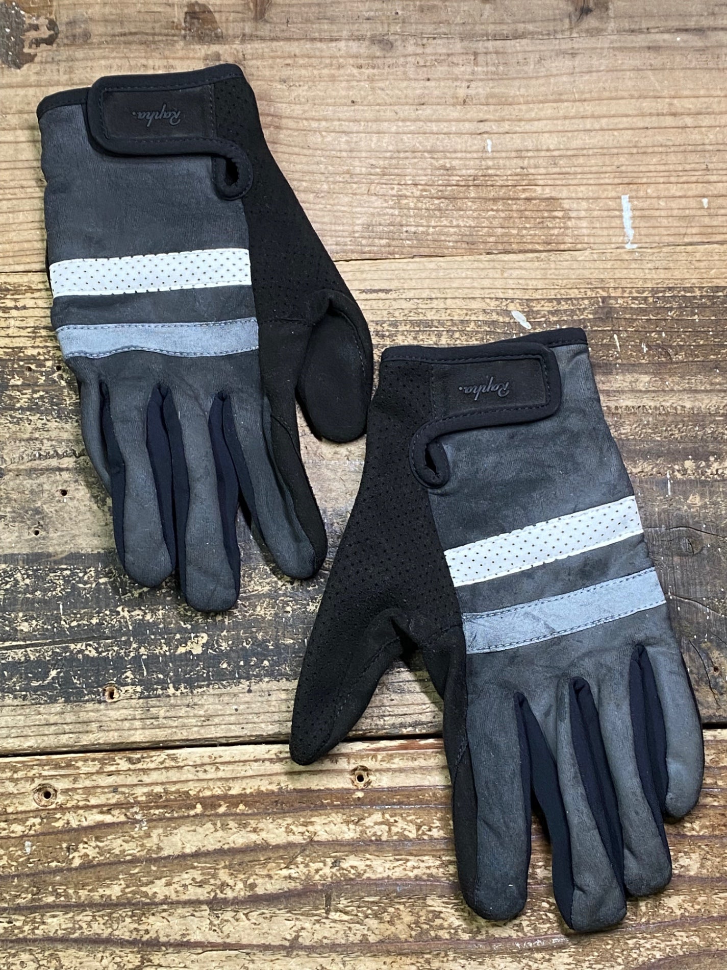 JC625 ラファ Rapha BREVET REFLECTIVE GLOVES 裏起毛 長指 サイクルグローブ グレー M