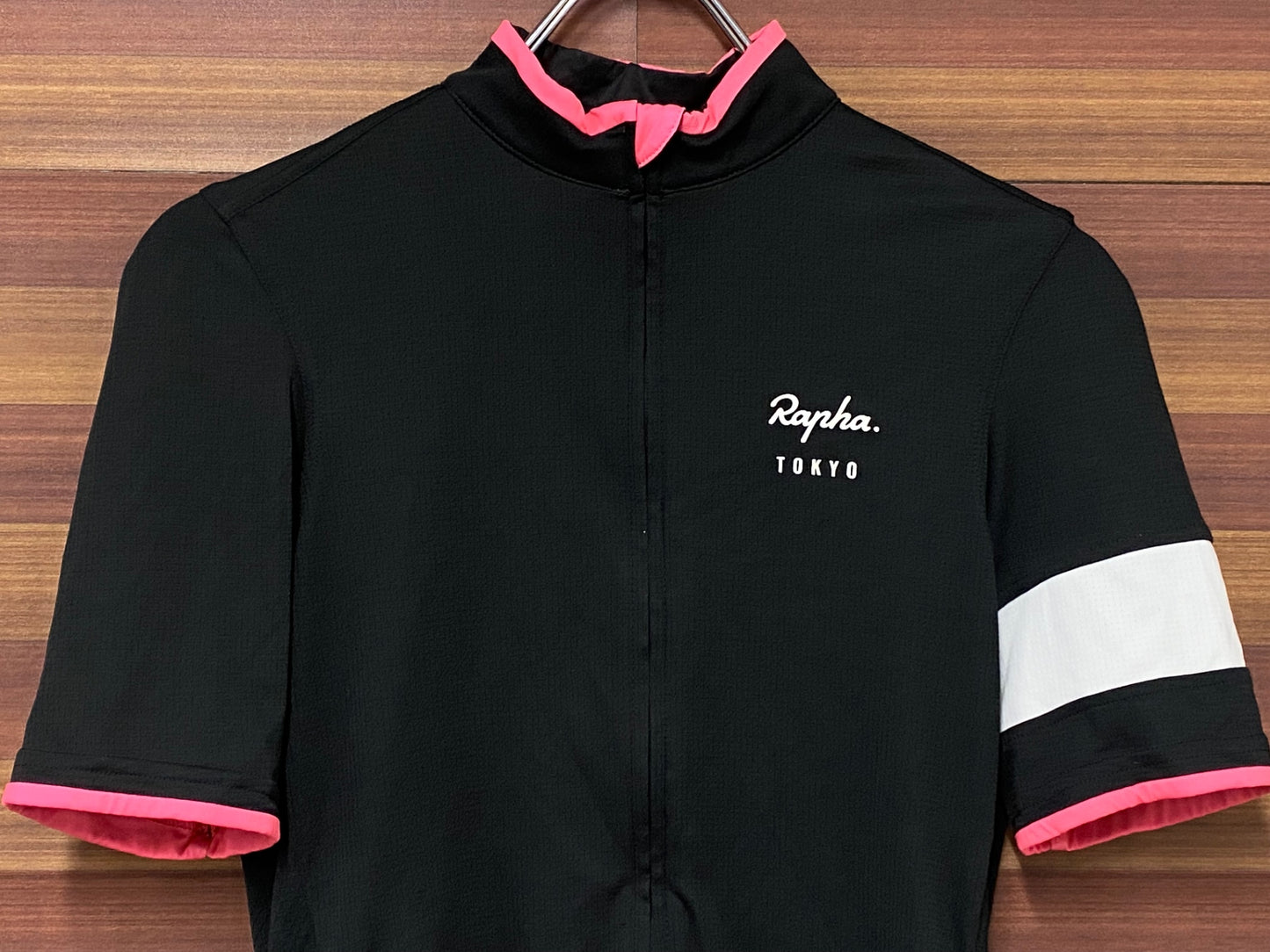 IM761 ラファ Rapha SUPER LIGHTWEIGHT JERSEY 半袖 サイクルジャージ S 黒 ピンク