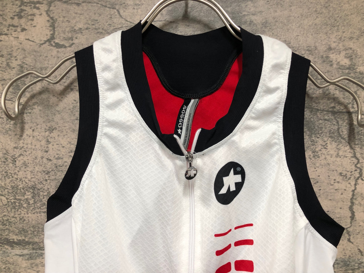 IY236 アソス assos nS.SUPERLEGGERA ノースリーブ サイクルジャージ 白 赤 M レディース