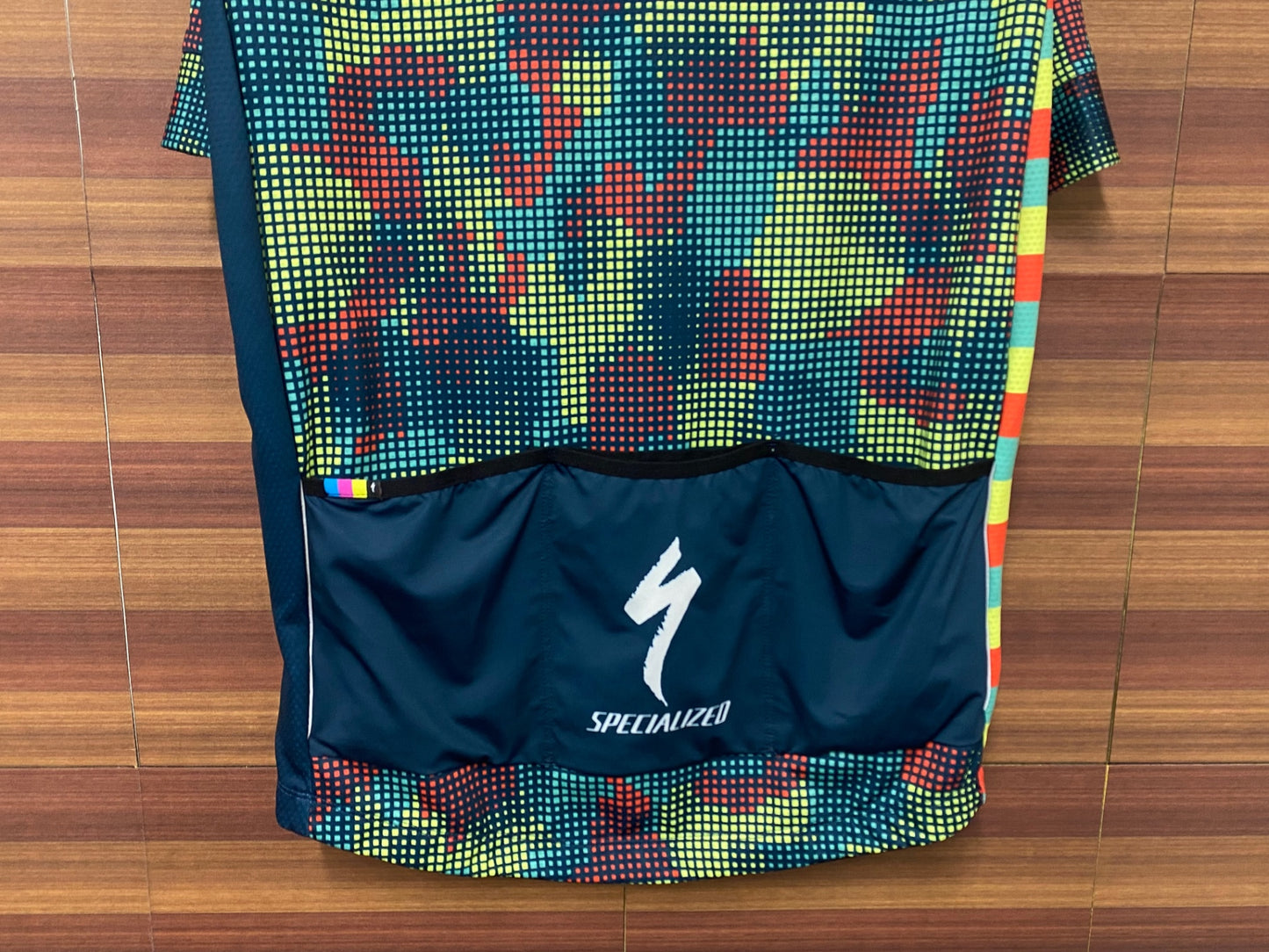 IQ244 スペシャライズド SPECIALIZED SL EXPERT JERSEY SS 半袖 サイクルジャージ 黄緑 総柄 L