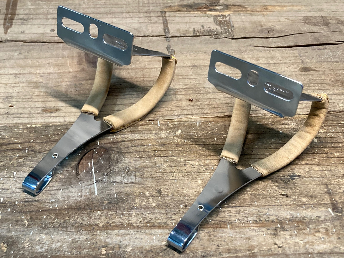 IP166 三ヶ島 MKS TOE CLIP STEEL w/leather トゥークリップ ジルバー M