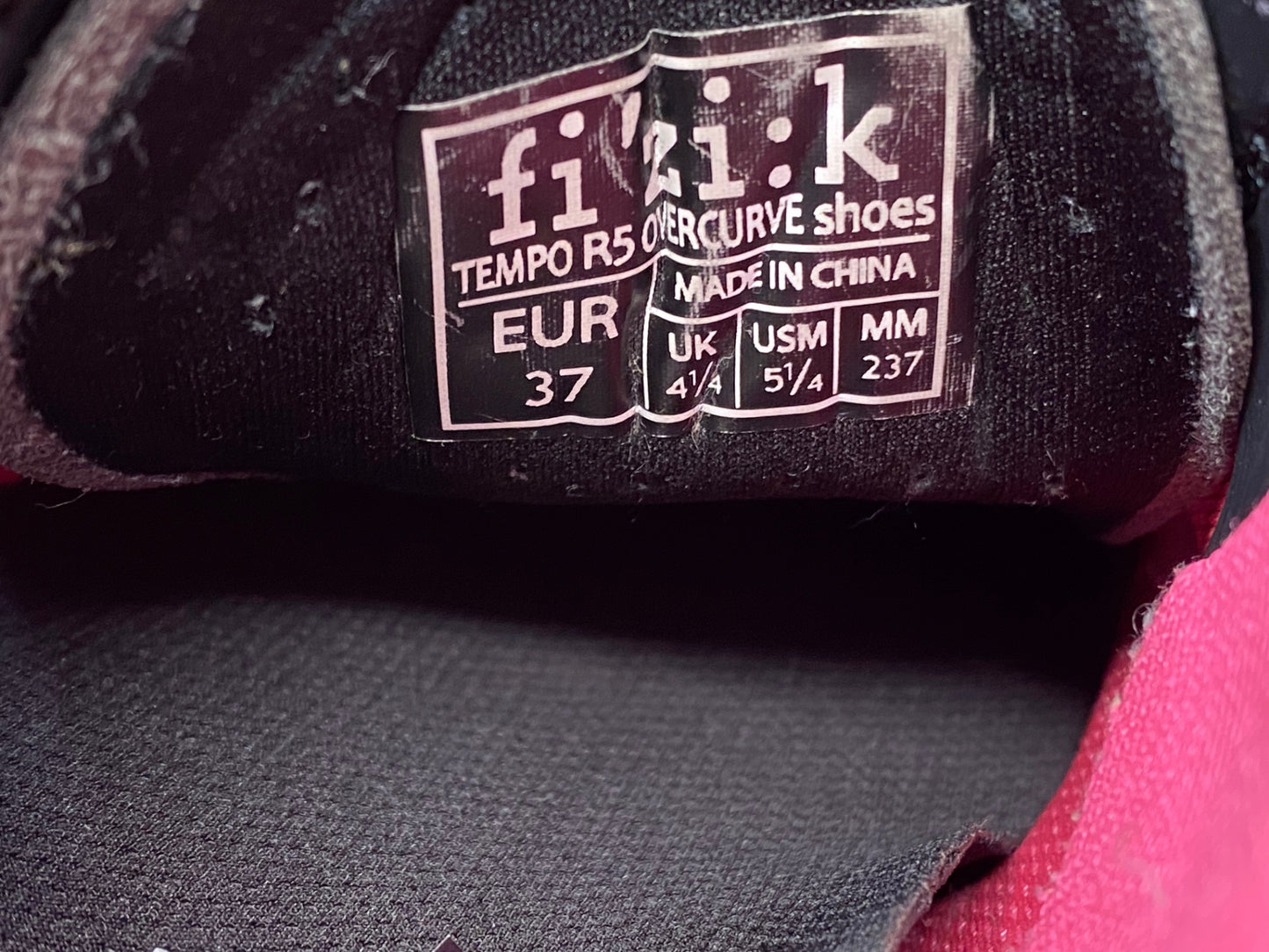 IO948 フィジーク fizik テンポ TEMPO R5 OVERCURVE SHOES ビンディングシューズ 黒 ピンク EU37 ※ソール傷