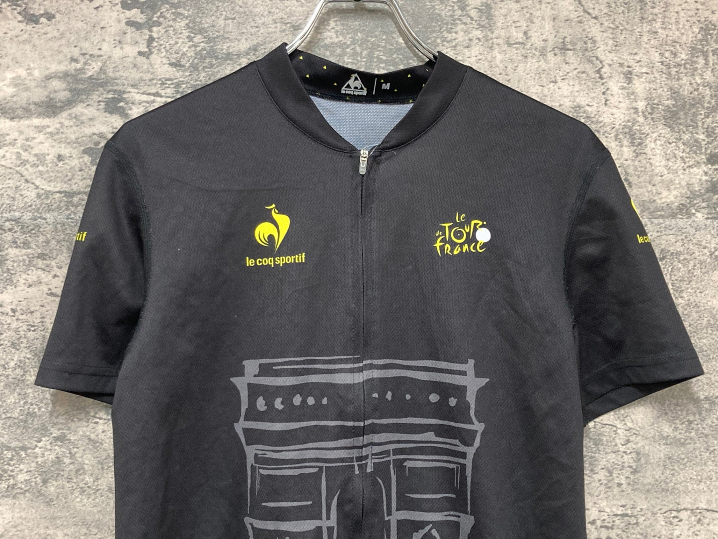 IX957 ルコックスポルティフ le coq sportif 半袖サイクルジャージ 黒 M Tour de france ほつれ