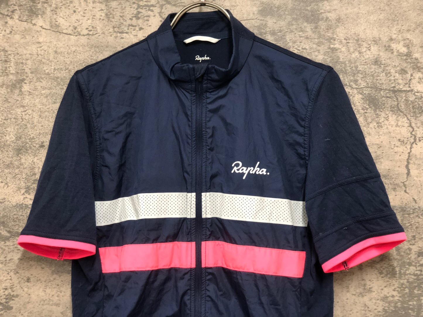 IX937 ラファ Rapha MEN'S WINDBLOCK BREVET JERSEY 半袖サイクルジャージ 紺 S