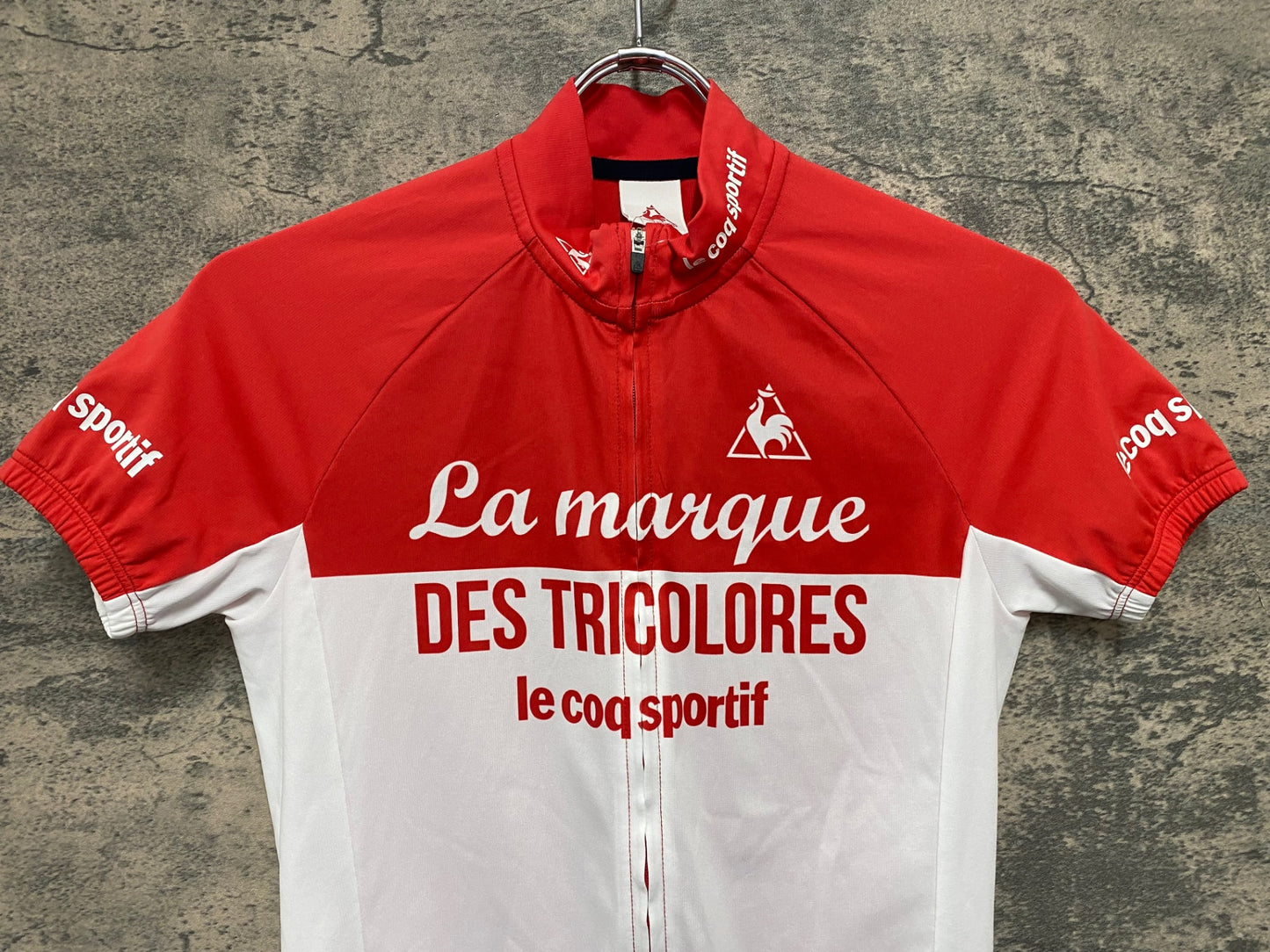 IY732 ルコックスポルティフ le coq sportif 半袖 サイクルジャージ 赤 白 M