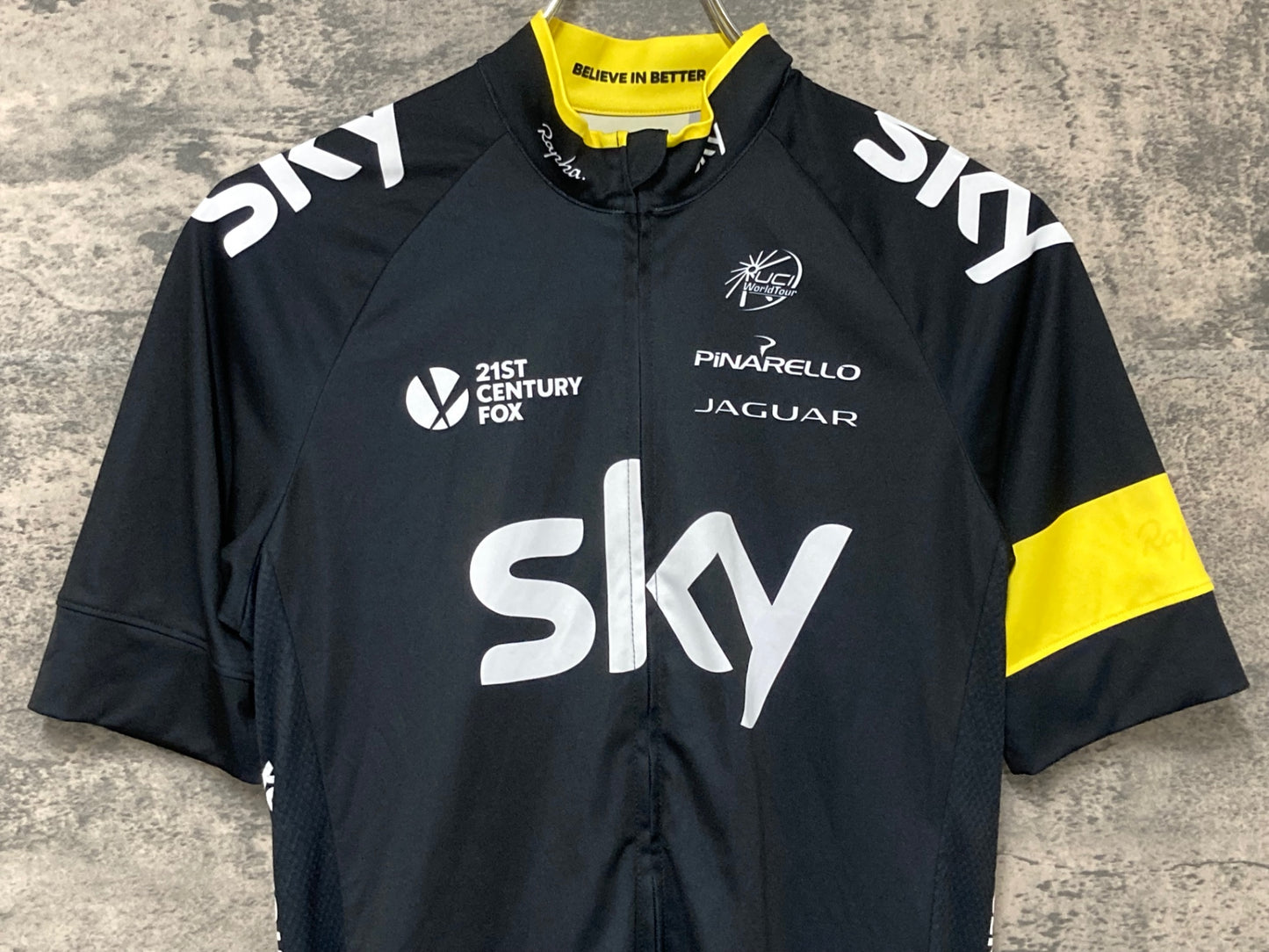 IX941 ラファ Rapha TEAM SKY VICTORY JERSEY 半袖サイクルジャージ 黒黄 M相当