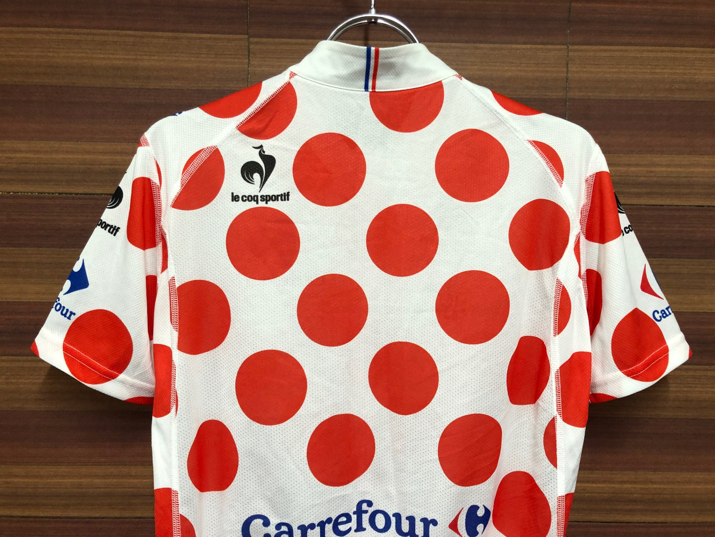 IP955 ルコックスポルティフ le coq sportif 半袖 サイクルジャージ 白 赤 水玉模様 XS ハーフジップ