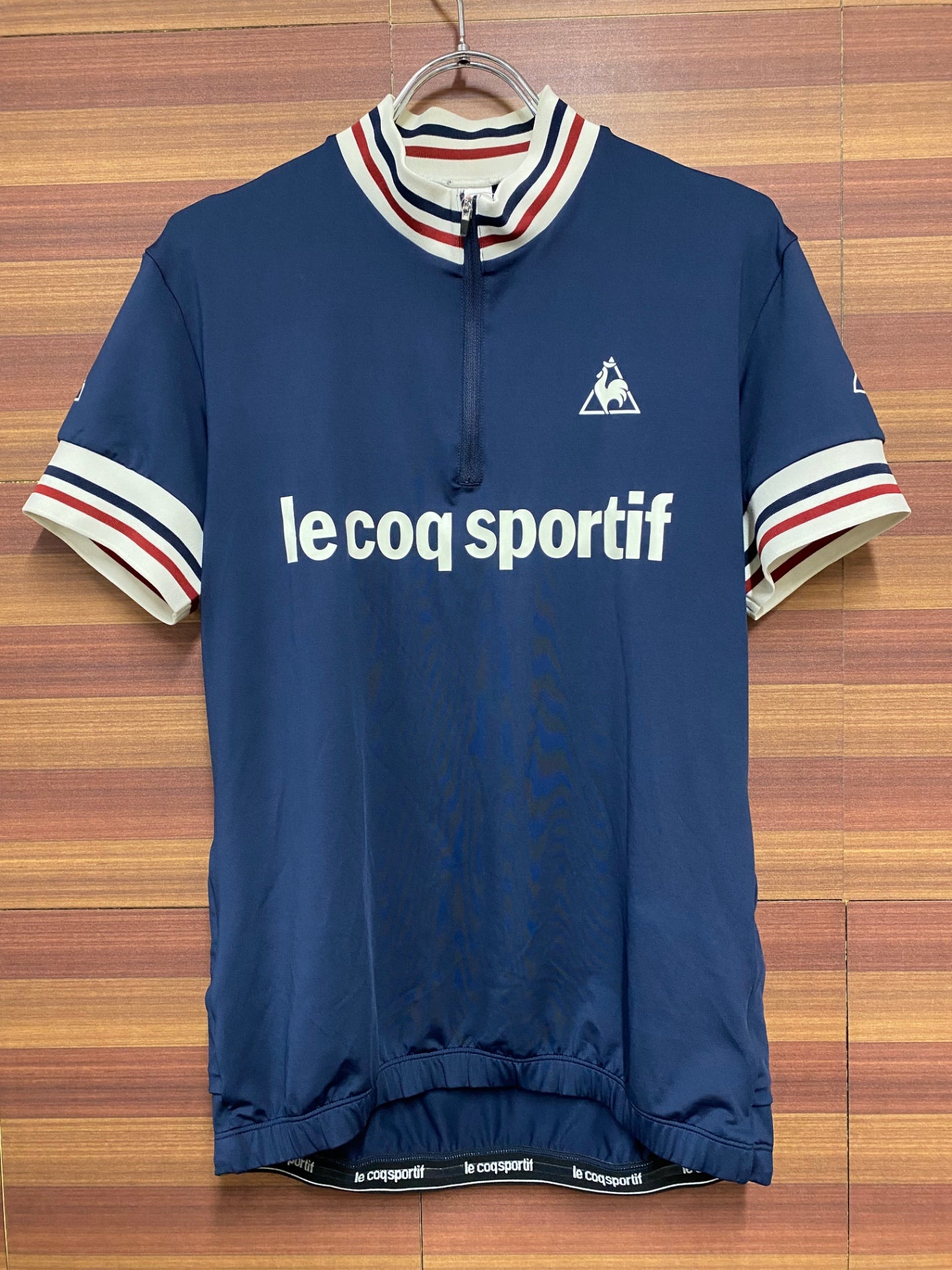 ID493 ルコックスポルティフ le coq sportif 半袖 サイクルジャージ 紺 M ハーフジップ