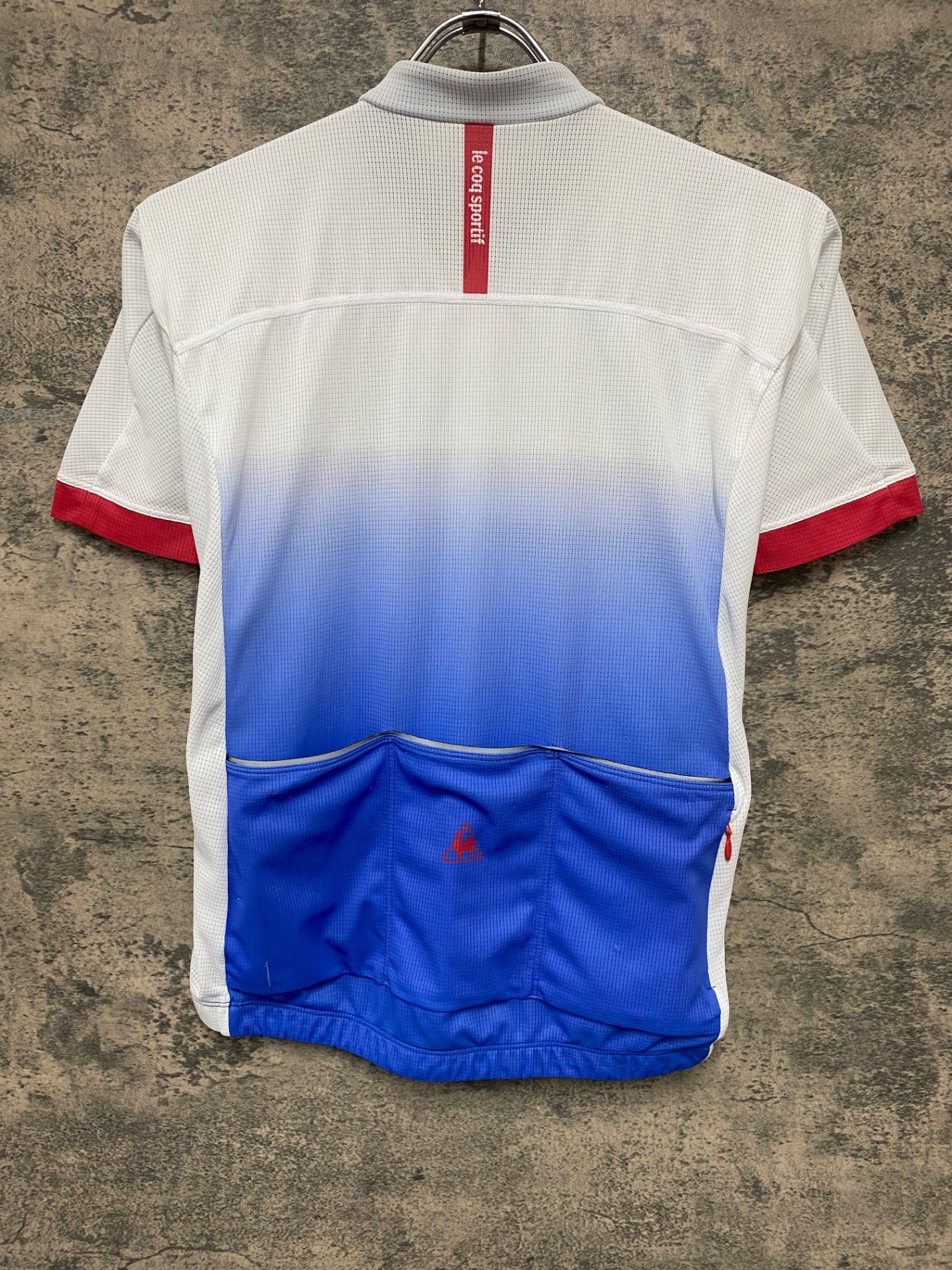 IY720 ルコックスポルティフ le coq sportif 半袖 サイクルジャージ 白 青 L