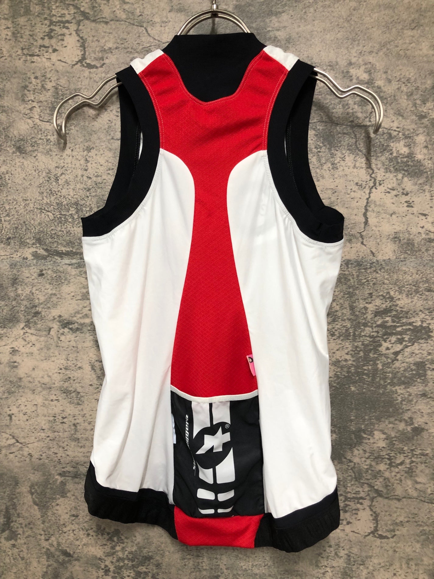 IY236 アソス assos nS.SUPERLEGGERA ノースリーブ サイクルジャージ 白 赤 M レディース