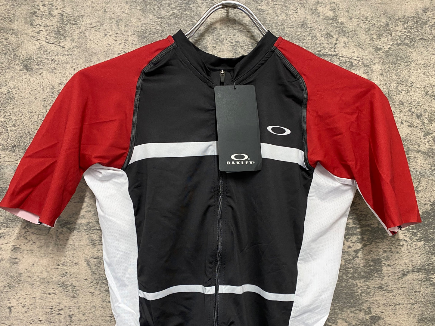 IY881 オークリー OAKLEY 半袖 サイクルジャージ 白黒赤 S