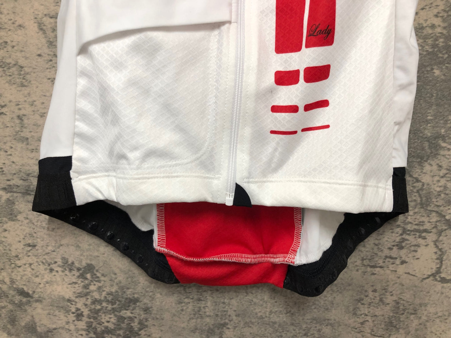 IY236 アソス assos nS.SUPERLEGGERA ノースリーブ サイクルジャージ 白 赤 M レディース