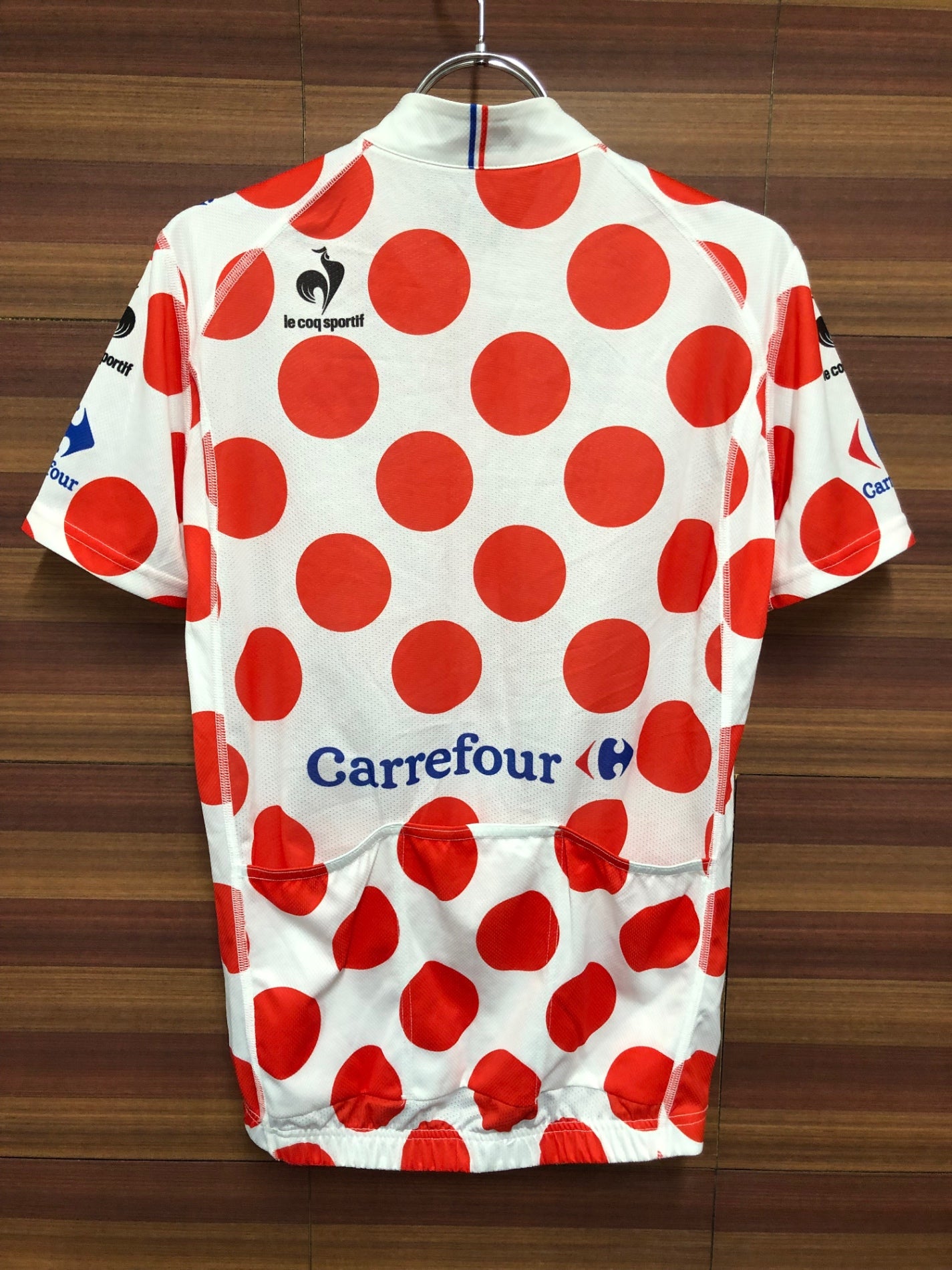 IP955 ルコックスポルティフ le coq sportif 半袖 サイクルジャージ 白 赤 水玉模様 XS ハーフジップ
