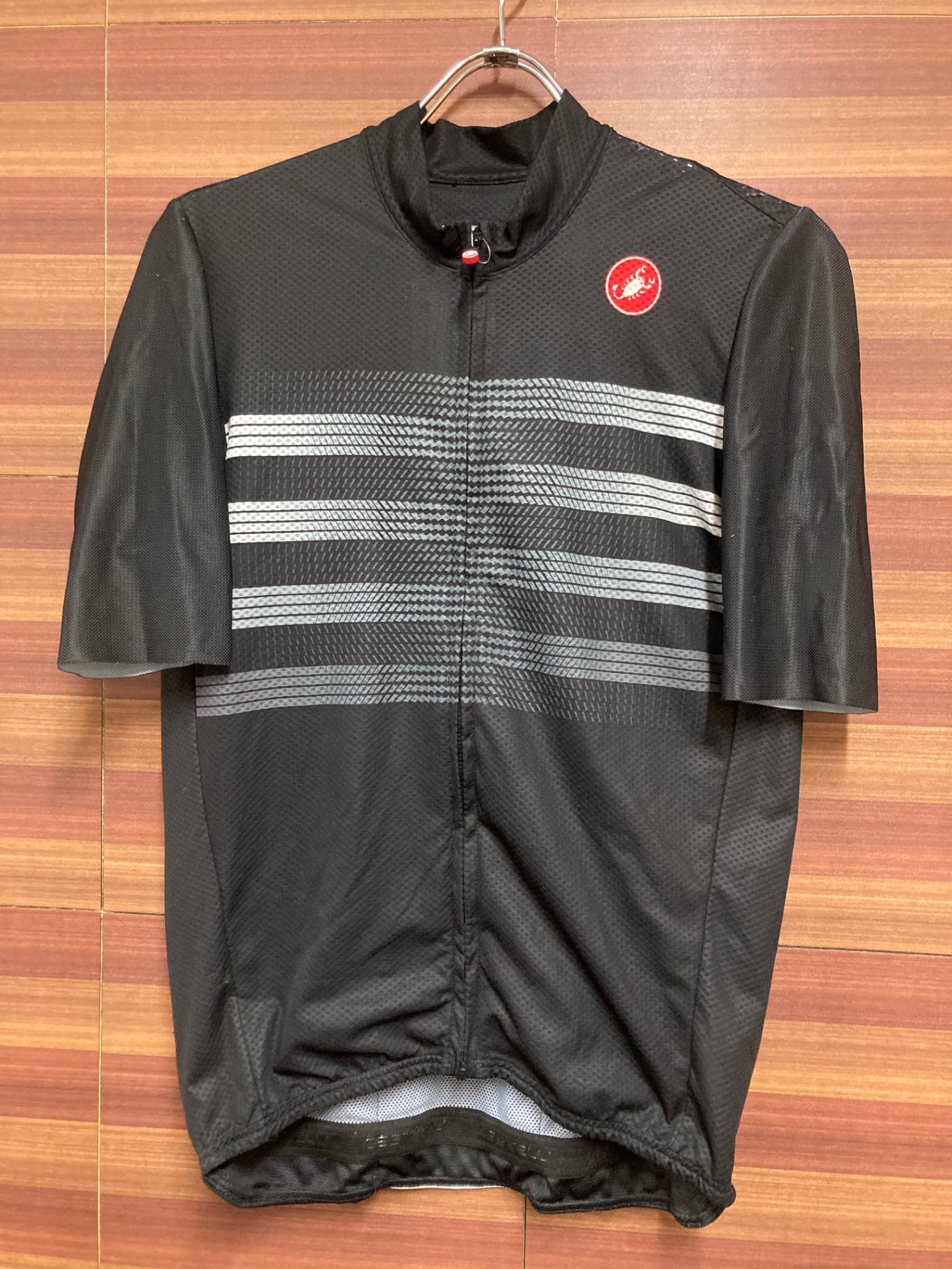 HR997 カステリ CASTELLI 半袖 サイクルジャージ 黒 L ※強いスレ