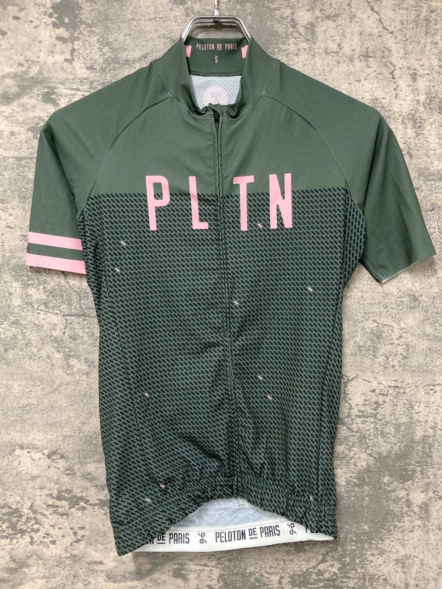 IY195 プロトンドパリ Peloton de Paris 半袖 サイクルジャージ 深緑 S