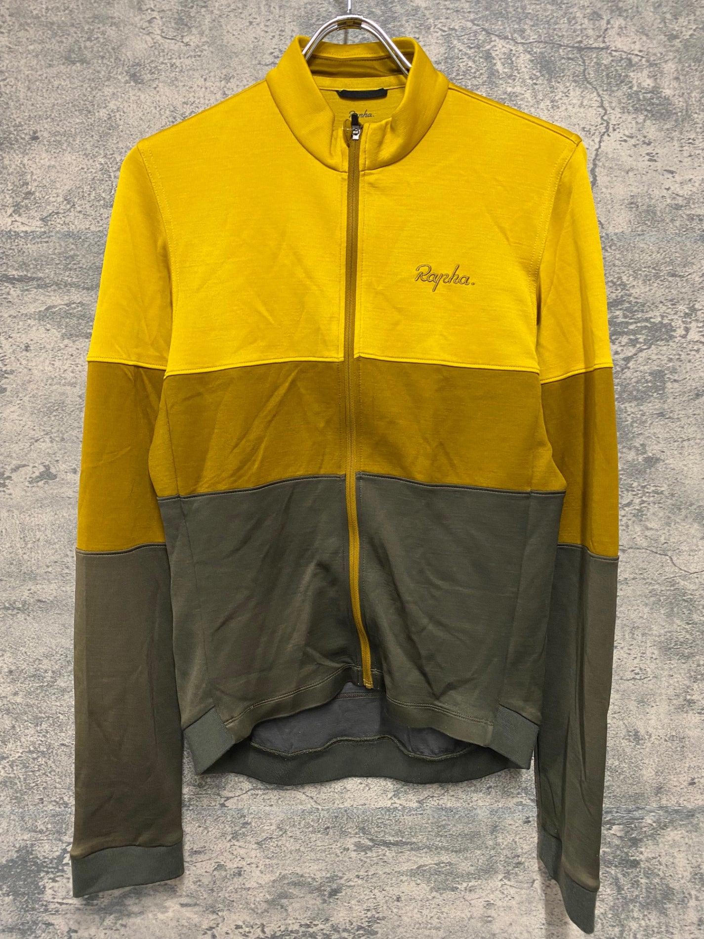 IV298 ラファ Rapha TRICOLOUR LONG SLEEVE JERSEY 長袖 サイクルジャージ 黄 茶 M