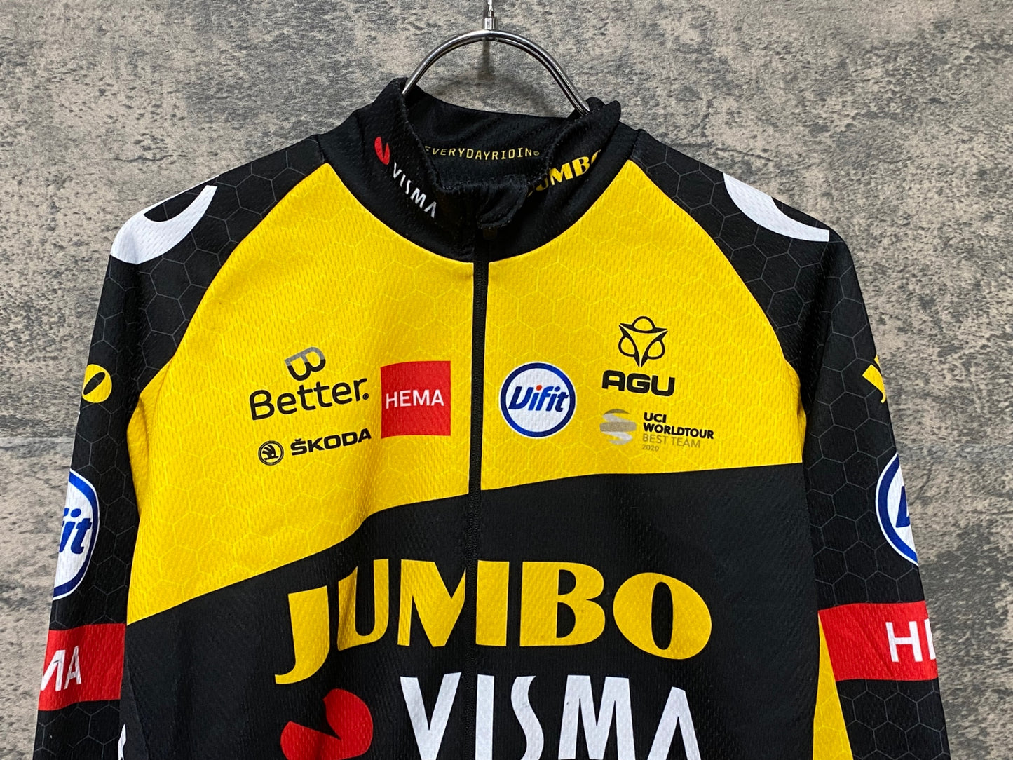 IV350 アグ AGU 長袖 サイクルジャージ 黒 黃 M 裏起毛 JUMBO VISMA