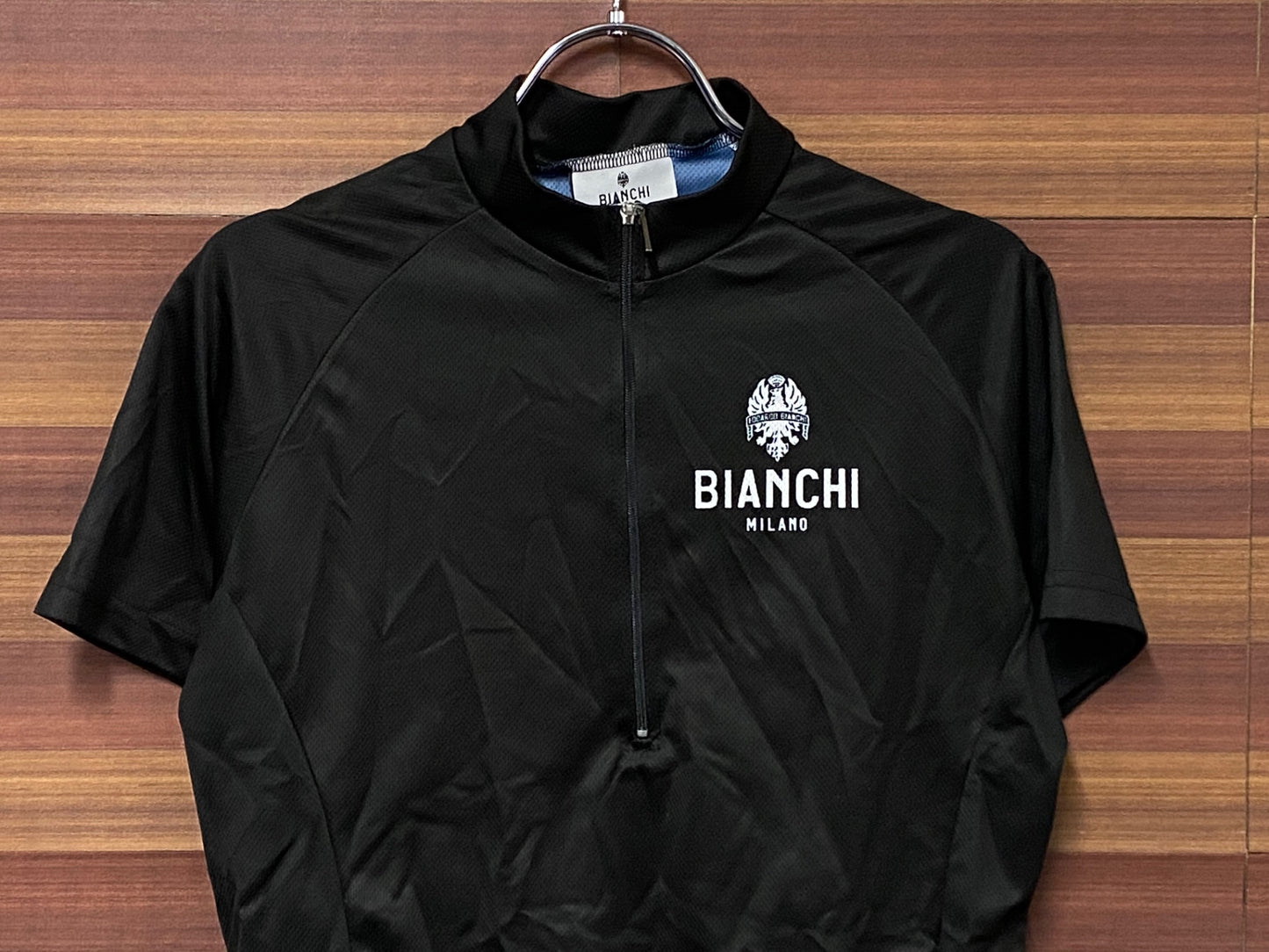 IR697 ビアンキ Bianchi 半袖 サイクルジャージ 黒 L ハーフジップ