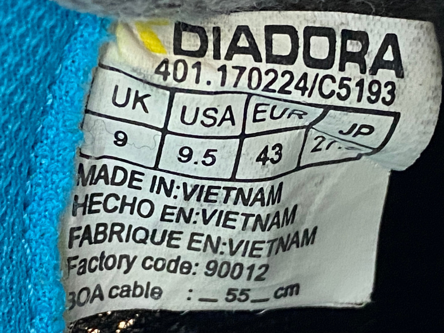 IN219 ディアドラ DIADORA X Vortex racer ii ビンディングシューズ 黒 水色 EU43 SPD