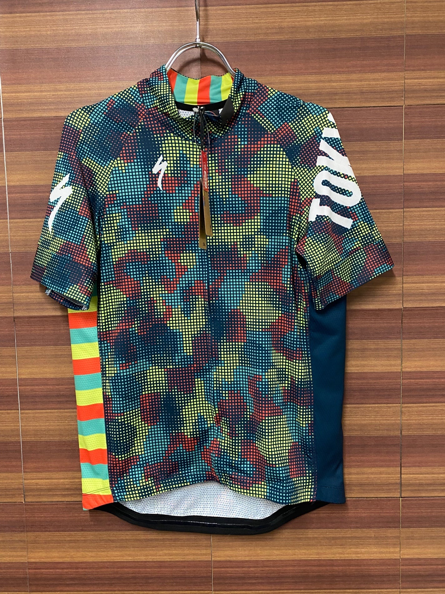IQ244 スペシャライズド SPECIALIZED SL EXPERT JERSEY SS 半袖 サイクルジャージ 黄緑 総柄 L