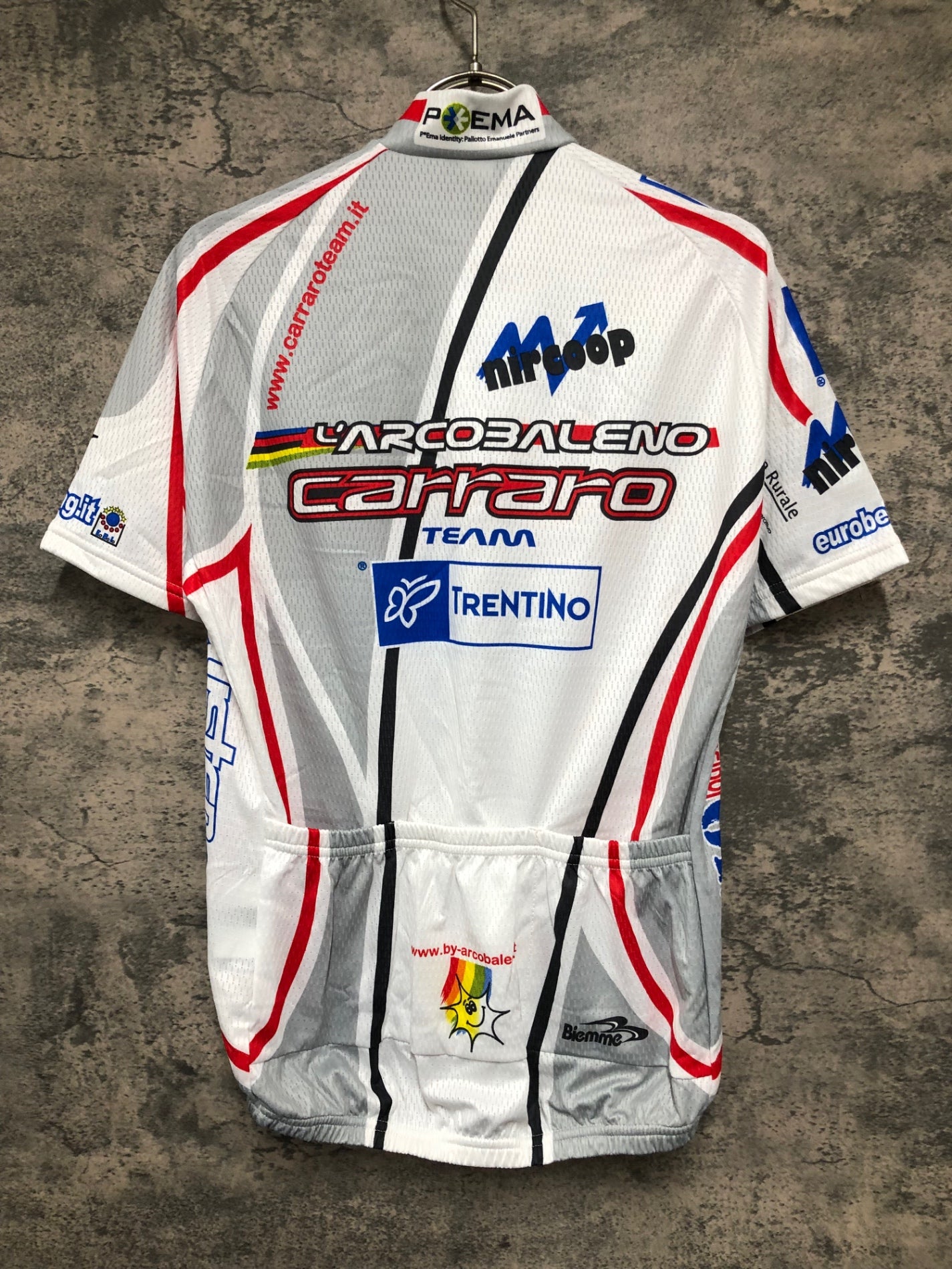 IX673 ビエンメ Biemme 半袖 サイクルジャージ 白 S L'Arcobaleno Carraro