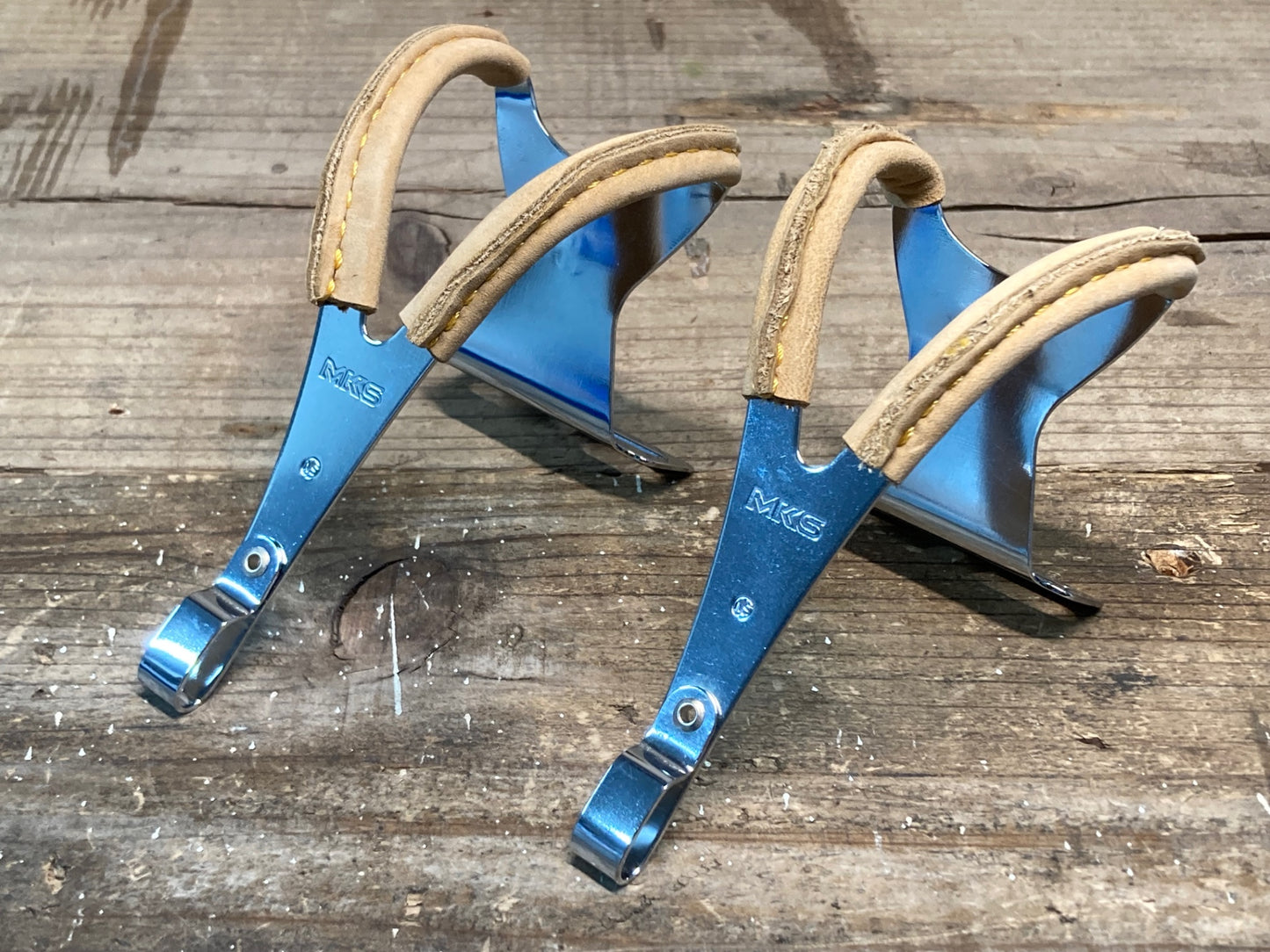 IP166 三ヶ島 MKS TOE CLIP STEEL w/leather トゥークリップ ジルバー M
