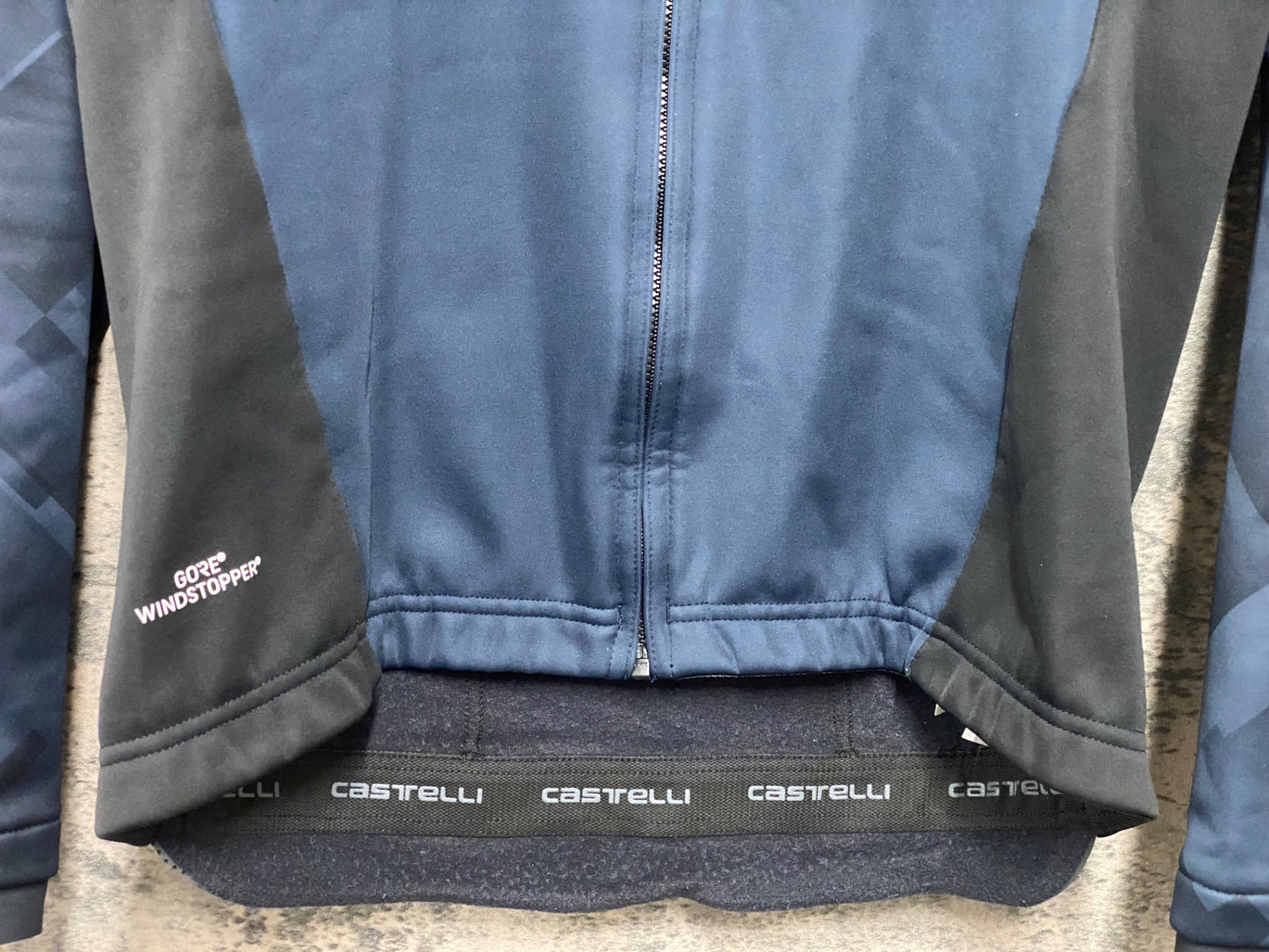 IZ914 カステリ CASTELLI 長袖 サイクルジャケット 黒 紺 M 裏起毛 GORE-WINDSTOPPER