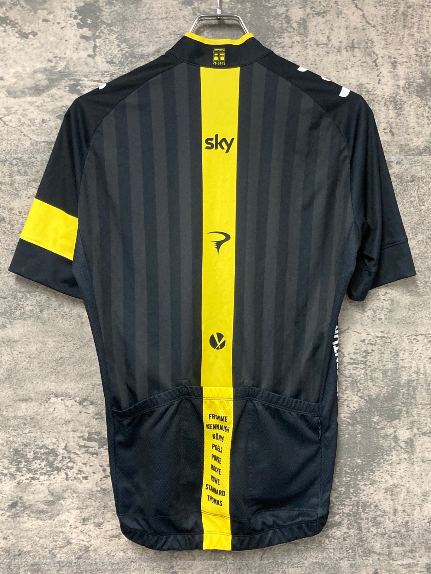IX941 ラファ Rapha TEAM SKY VICTORY JERSEY 半袖サイクルジャージ 黒黄 M相当