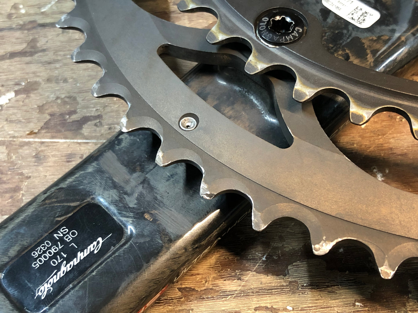 GZ748 カンパニョーロ CAMPAGNOLO レコード RECORD クランクセット 53/39T UT 170mm インナーチェーンリング STRONGLIGHT Enduro セラミックベアリング付属 ※ガリ傷あり