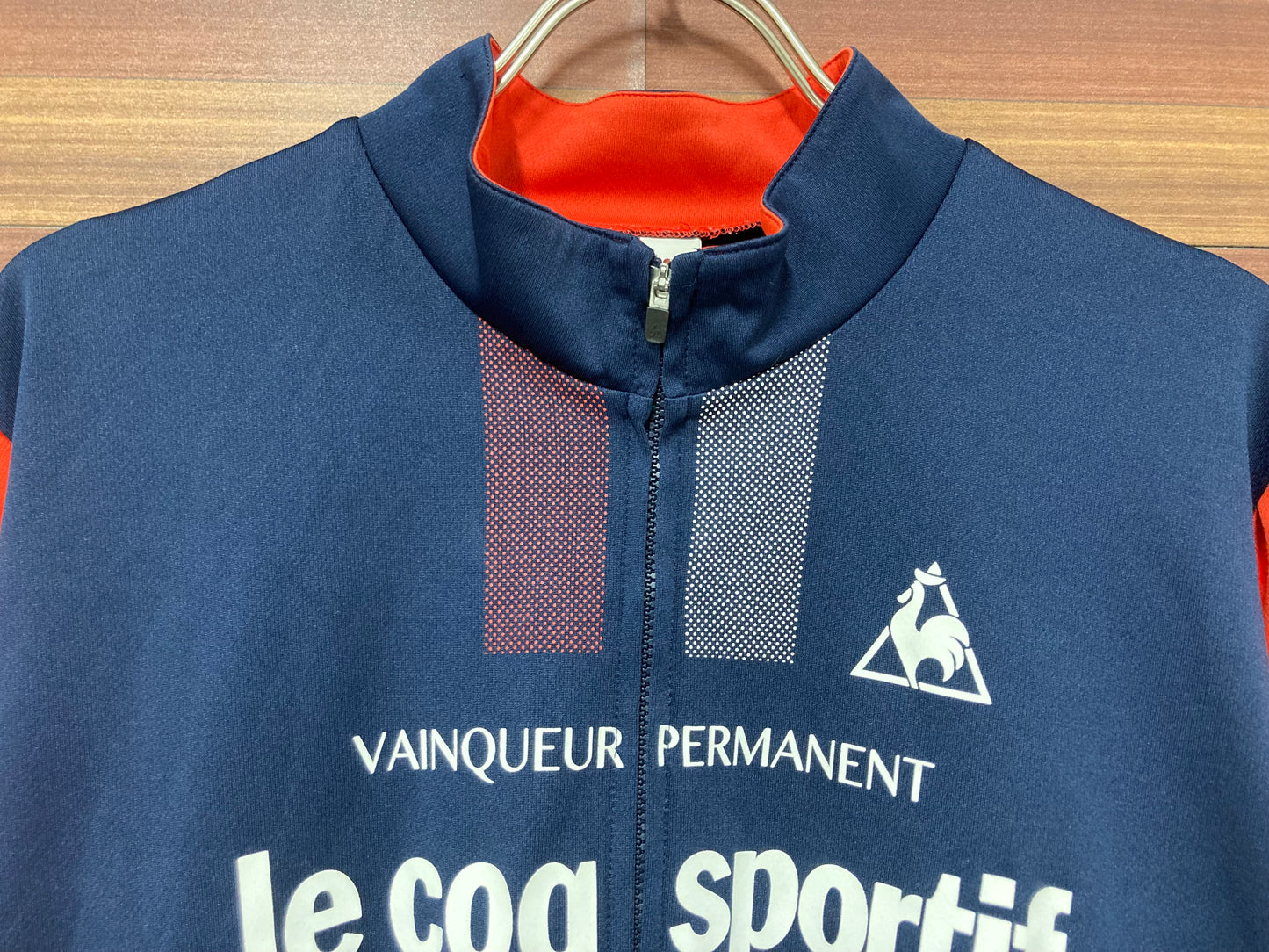 GX981 ルコックスプルティフ le coq sportif 半袖 サイクルジャージ 紺 O ※ほつれ