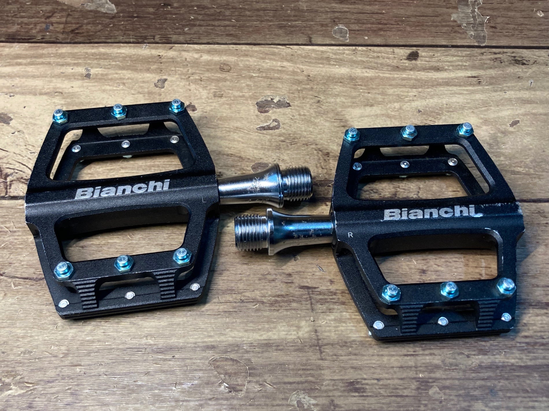 HO616 ビアンキ Bianchi フラットペダル 黒 チェレステ ※軸回転スムーズ