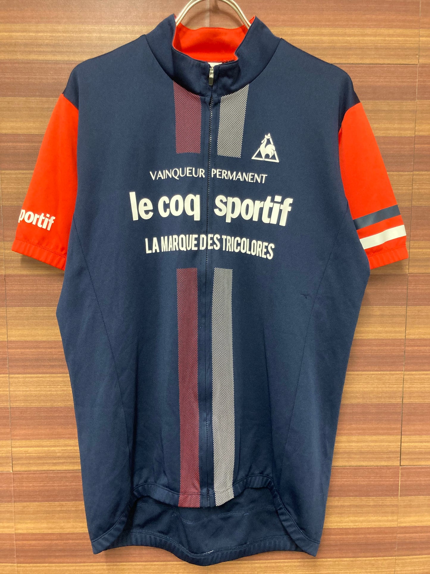 GX981 ルコックスプルティフ le coq sportif 半袖 サイクルジャージ 紺 O ※ほつれ