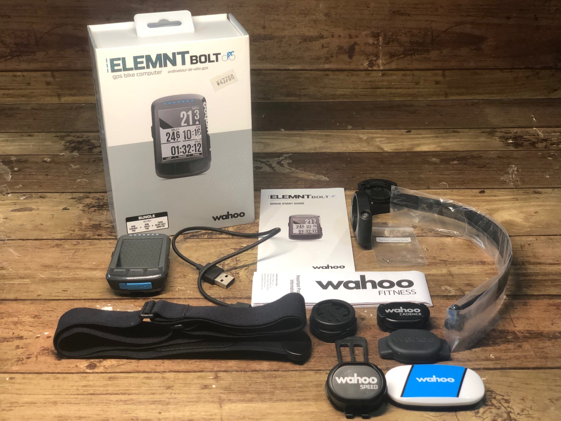 HH073 ワフー wahoo エレメントボルト ELEMENT BOLT サイクルコンピューター GPS  スピードセンサー、ケイデンスセンサー、心拍センサー付属