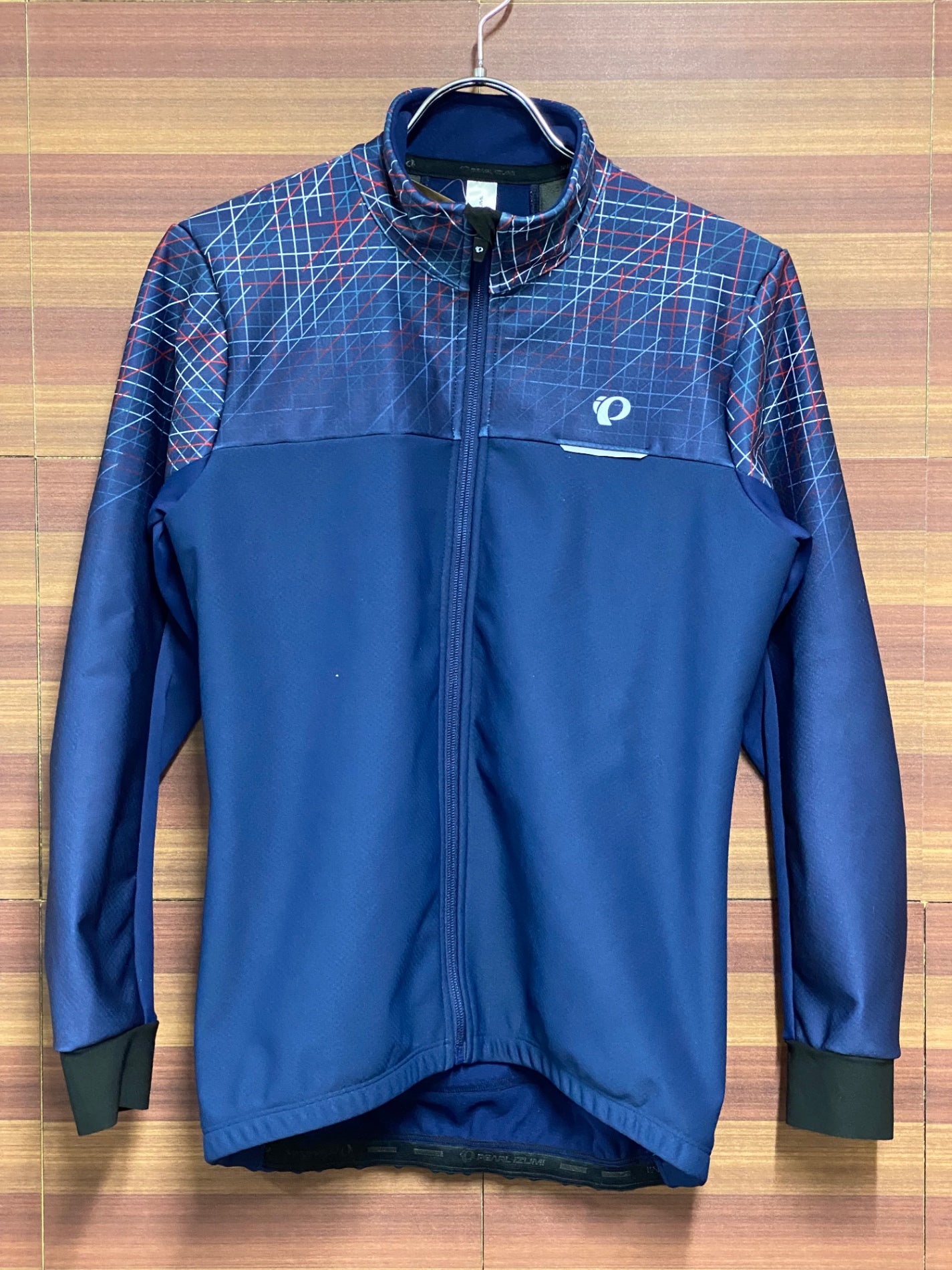 HQ045 パールイズミ PEARL IZUMI 長袖サイクルジャケット 紺 MENS S 裏起毛 WIND BREAK