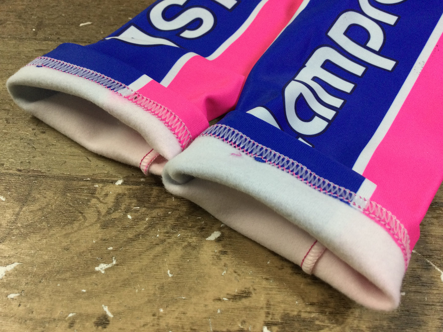 GP653 サンティーニ Santini アームウォーマー ピンク青 lampre 裏起毛 M