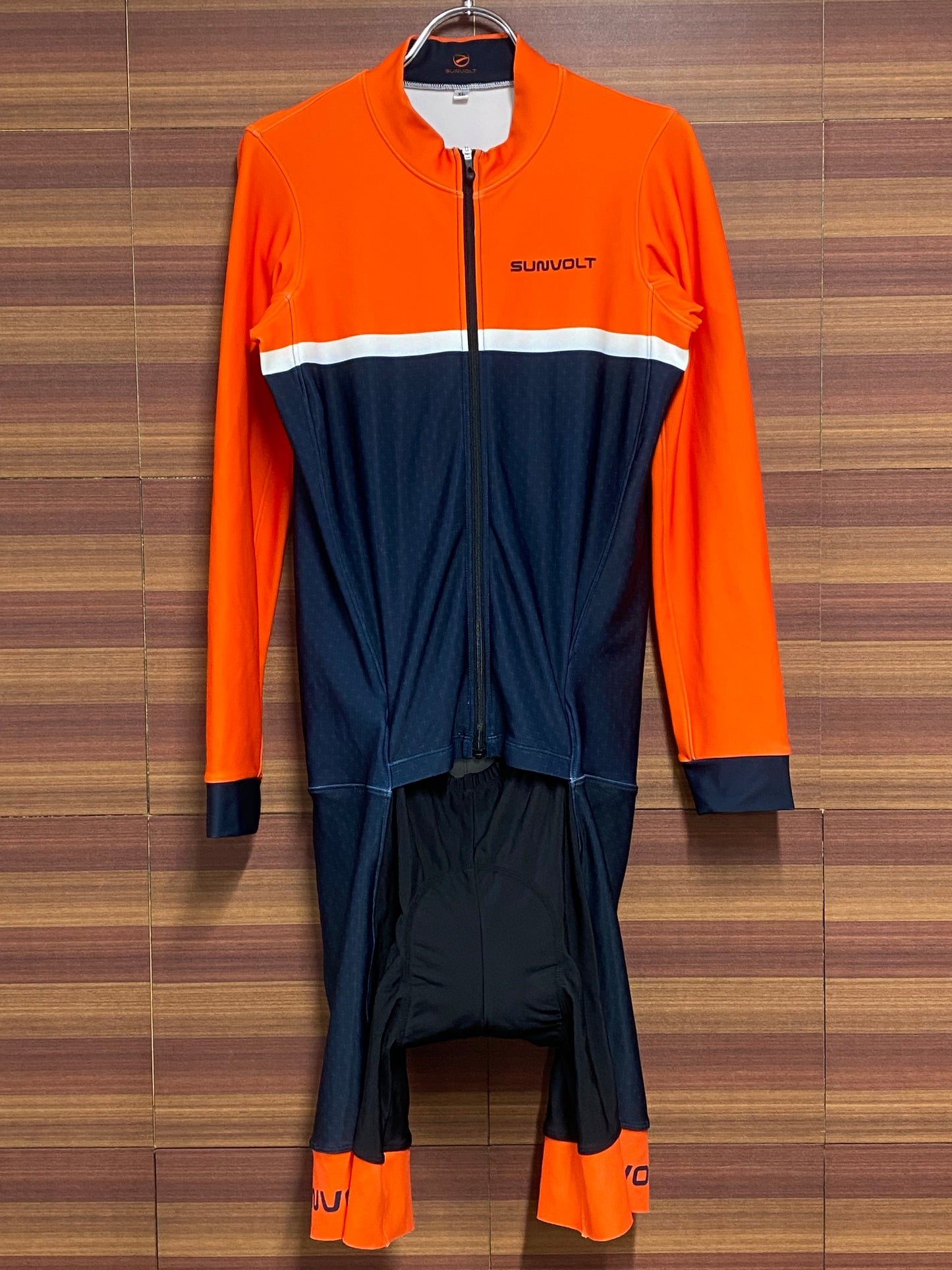 HN055 サンボルト SUNVOLT 長袖 セパレート ワンピース サイクルジャージ オレンジ XL 裏起毛 ※スレ、動物の毛