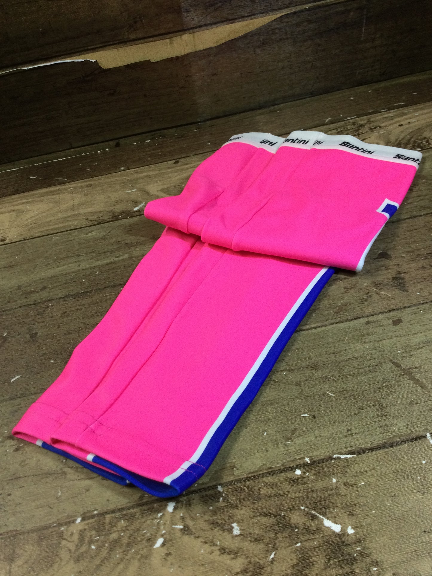 GP653 サンティーニ Santini アームウォーマー ピンク青 lampre 裏起毛 M