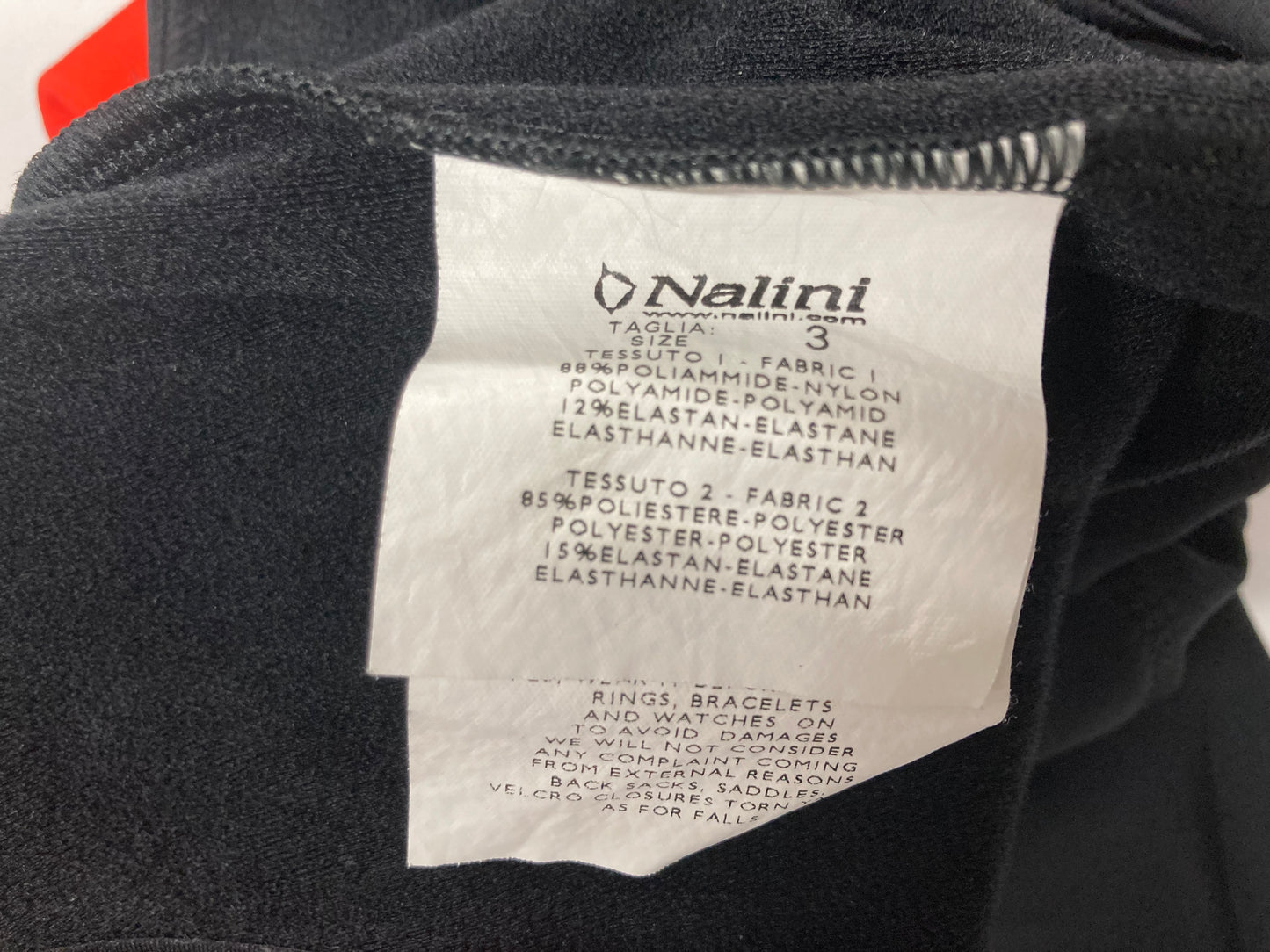 GU311 ナリーニ Nalini ビブタイツ 裏起毛 ケースデパーニュ 赤黒 3サイズ