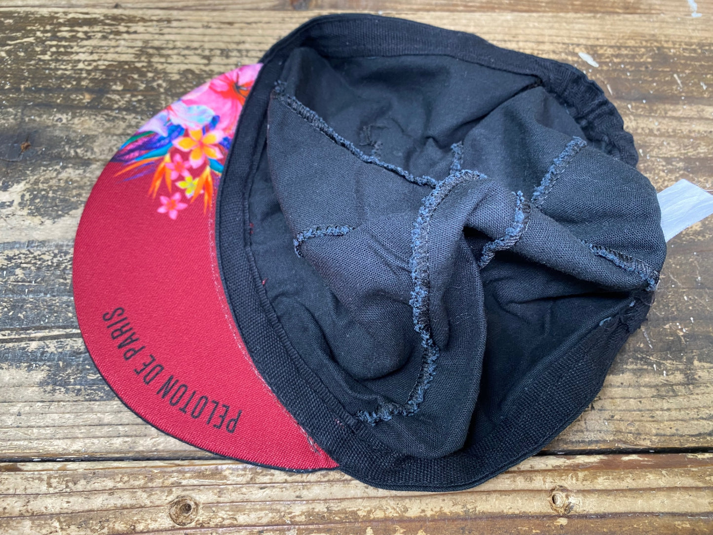 JC063 プロトンドパリ Peloton de Paris サイクルキャップ 黒 赤 ワンサイズ