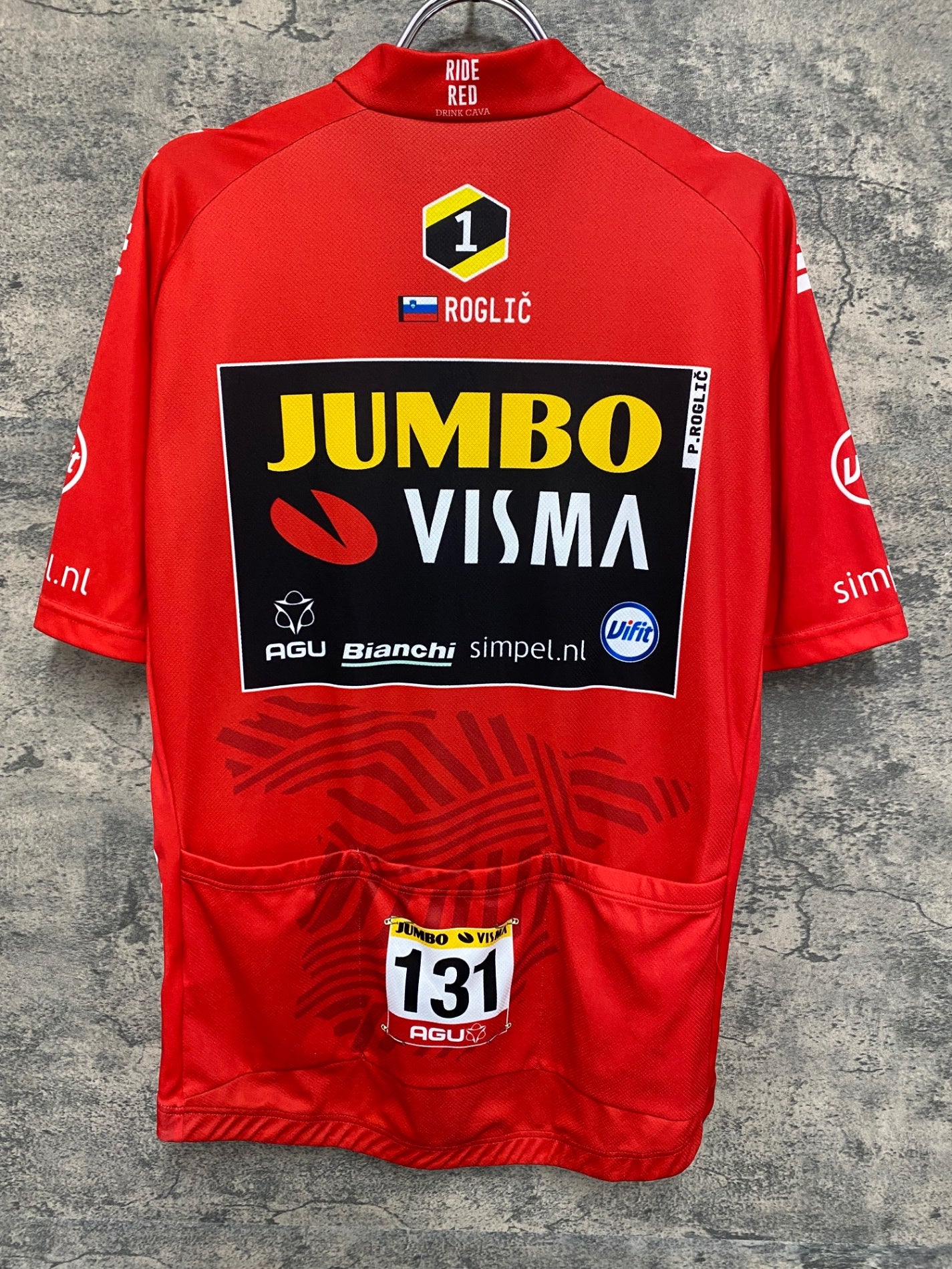 IV587 AGU 半袖サイクルジャージ 赤 L JUMBO VISMA