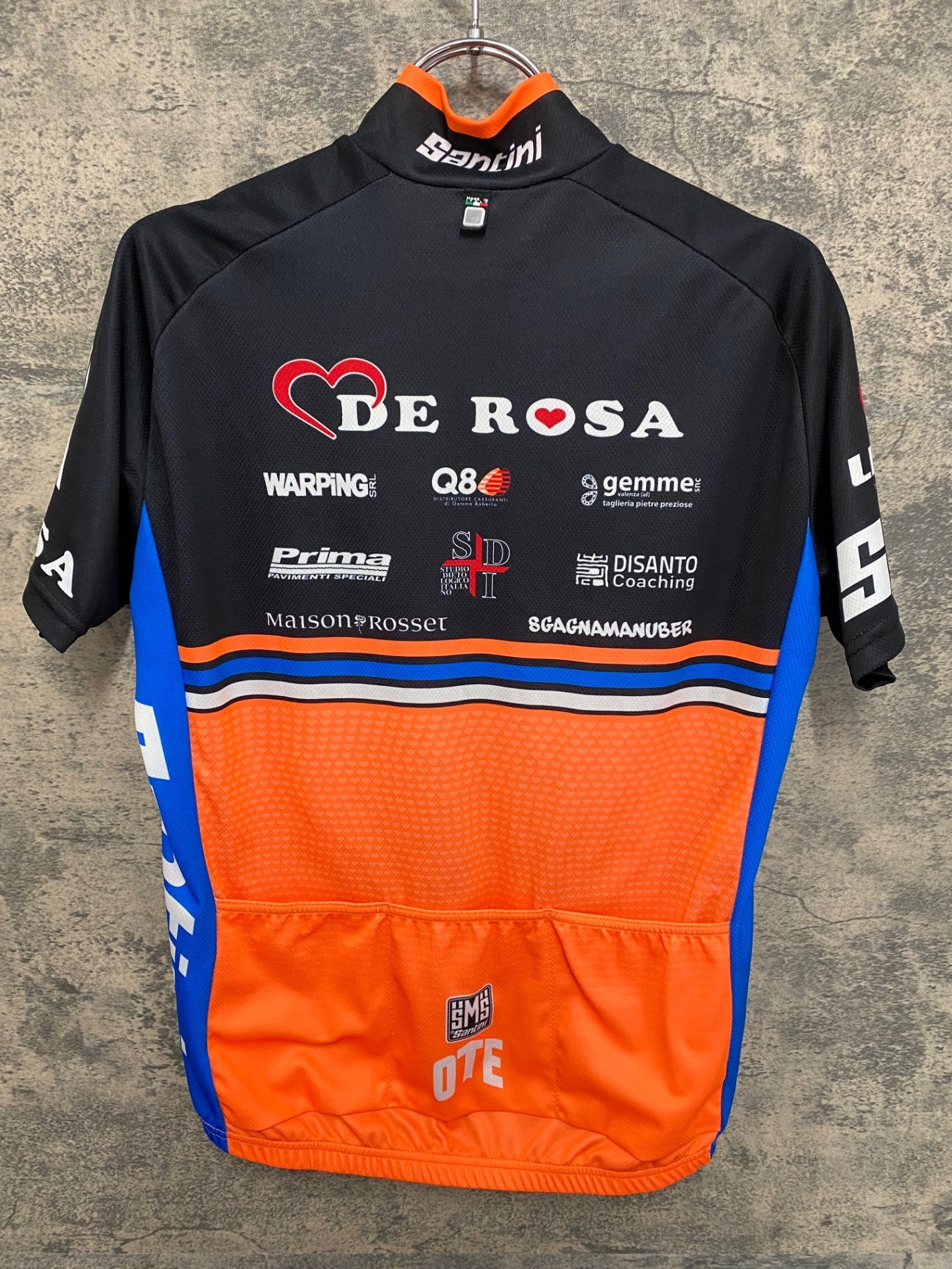 IW569 サンティーニ Santini デローザ DE ROSA 半袖 サイクルジャージ 黒オレンジ S ※擦れ有