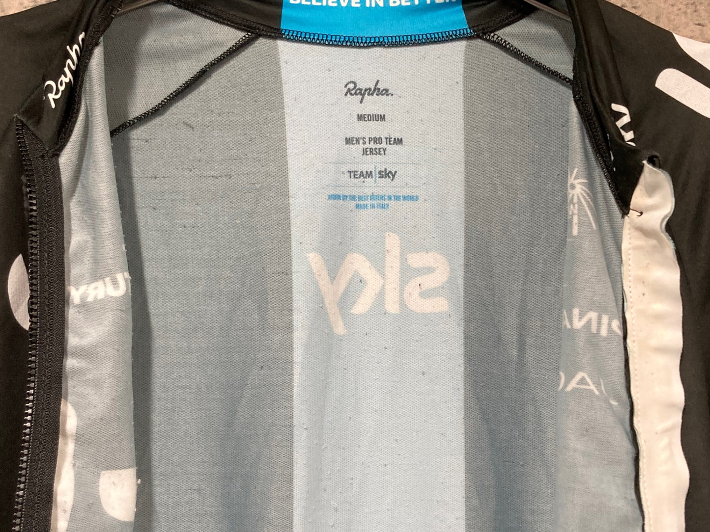 IW744 ラファ Rapha MEN'S PRO TEAM JERSEY 半袖 サイクルジャージ 黒 水色 M TEAM sky ※擦れ、よれ