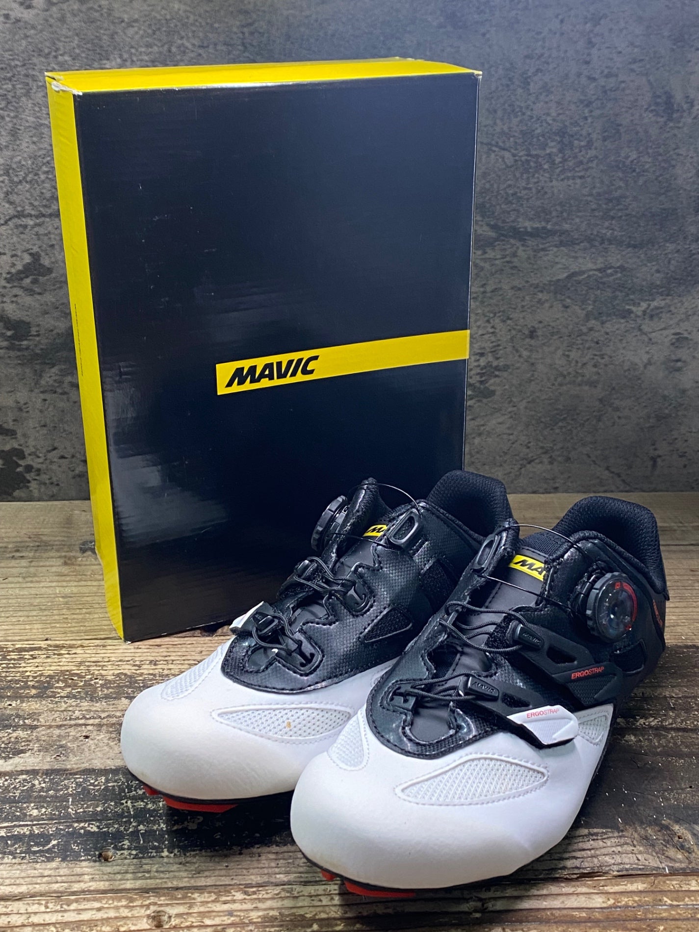 JC691 未使用品 マヴィック MAVIC COSMIC ELITE ビンディングシューズ 黒白 EU40 2/3 SPDアタッチメント ペン字あり