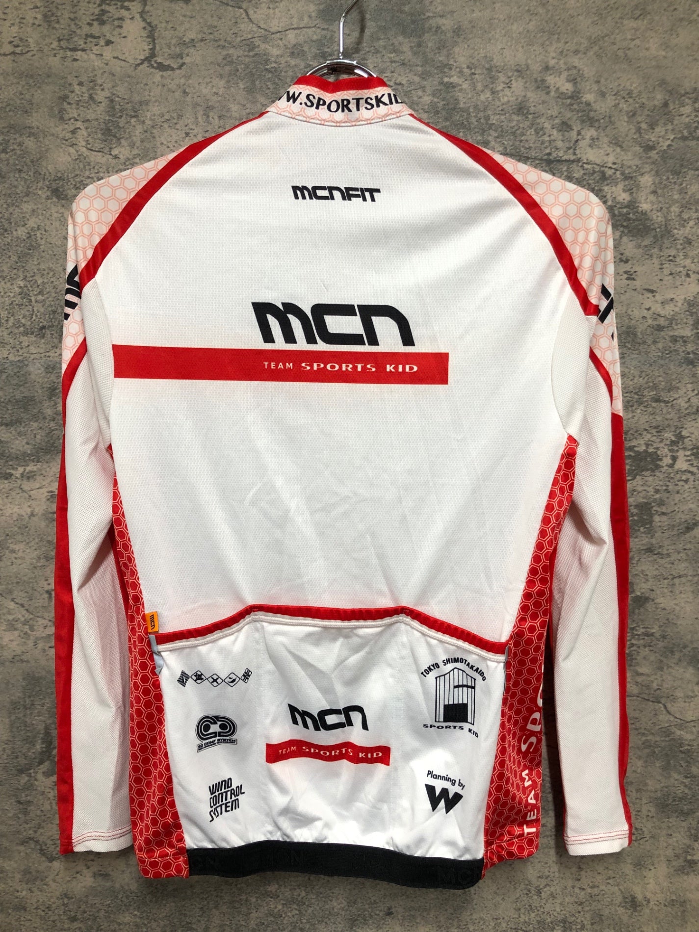 IZ892 mcn 長袖 サイクルジャージ 白 S sports kid